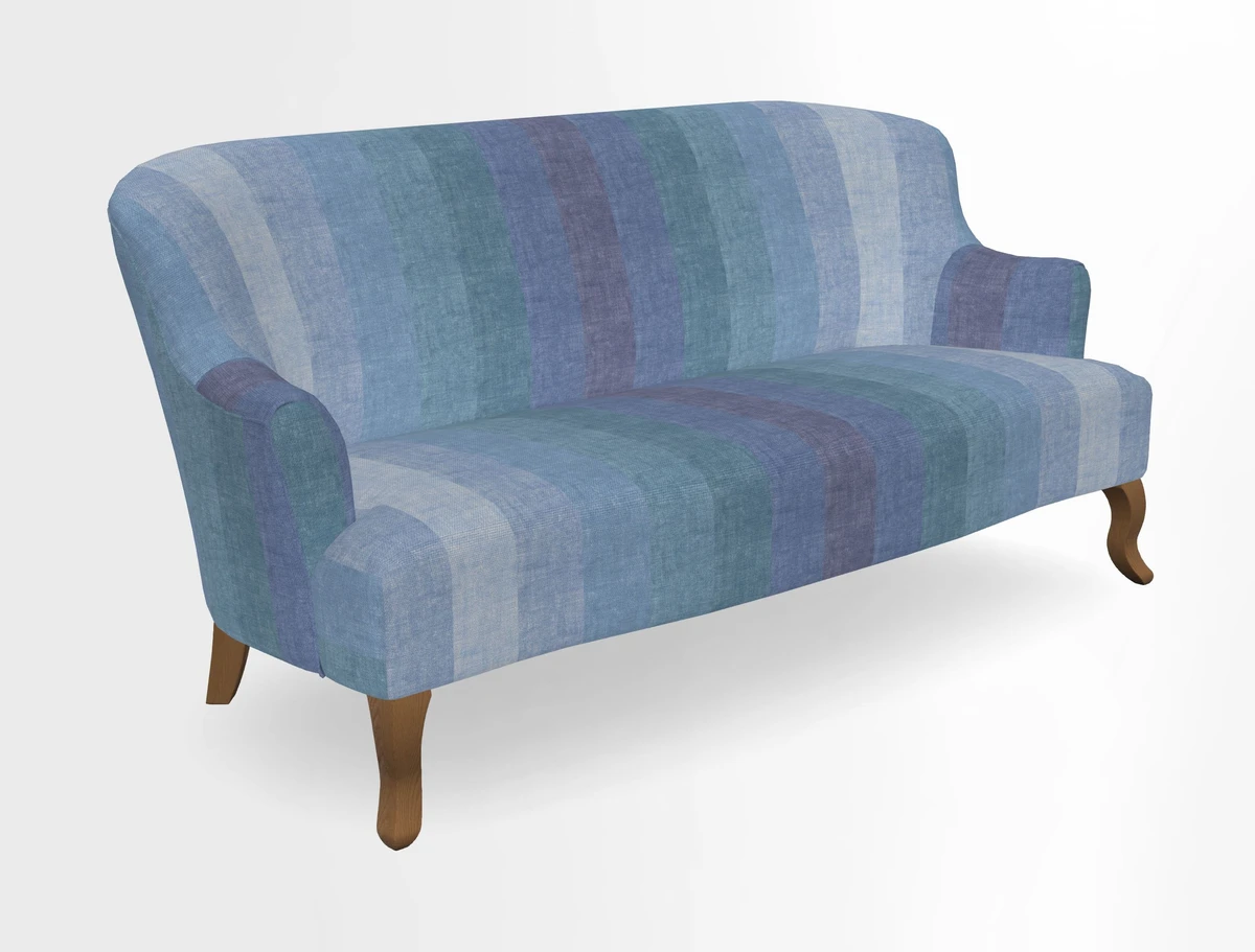 Grassington 3 Seater Sofa in RHS Botanicals on Velvet Ferns Toile Olive with scatter in Almost Plain Velvet Harvest