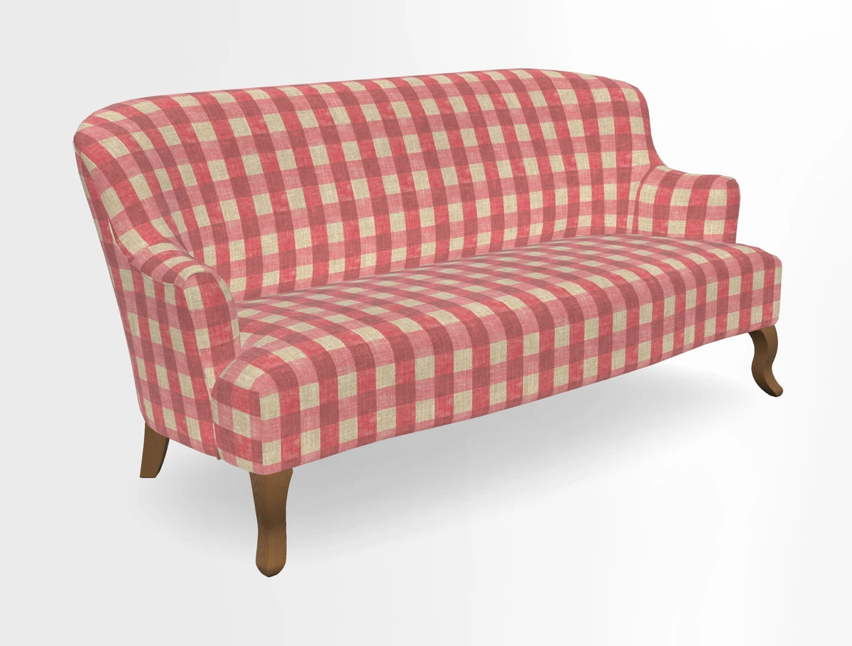 Grassington 3 Seater Sofa in RHS Botanicals on Velvet Ferns Toile Olive with scatter in Almost Plain Velvet Harvest