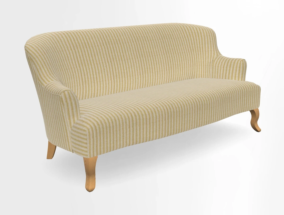Grassington 3 Seater Sofa in RHS Botanicals on Velvet Ferns Toile Olive with scatter in Almost Plain Velvet Harvest