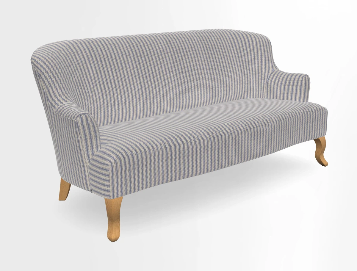 Grassington 3 Seater Sofa in RHS Botanicals on Velvet Ferns Toile Olive with scatter in Almost Plain Velvet Harvest