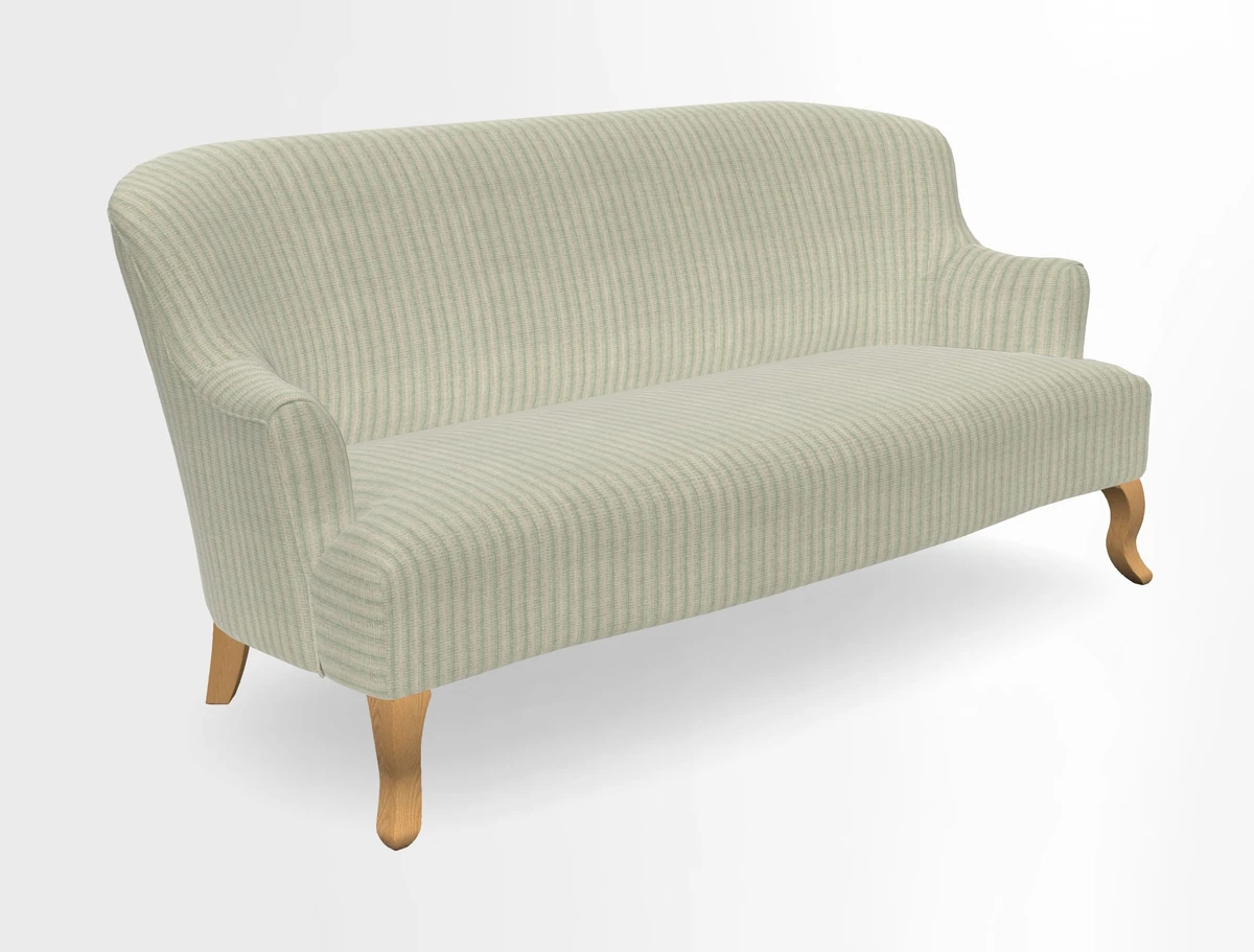 Grassington 3 Seater Sofa in RHS Botanicals on Velvet Ferns Toile Olive with scatter in Almost Plain Velvet Harvest