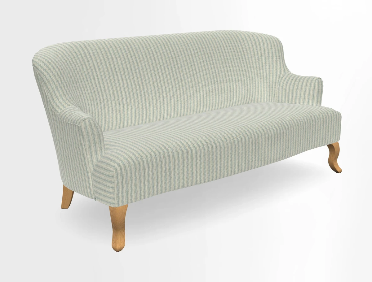 Grassington 3 Seater Sofa in RHS Botanicals on Velvet Ferns Toile Olive with scatter in Almost Plain Velvet Harvest