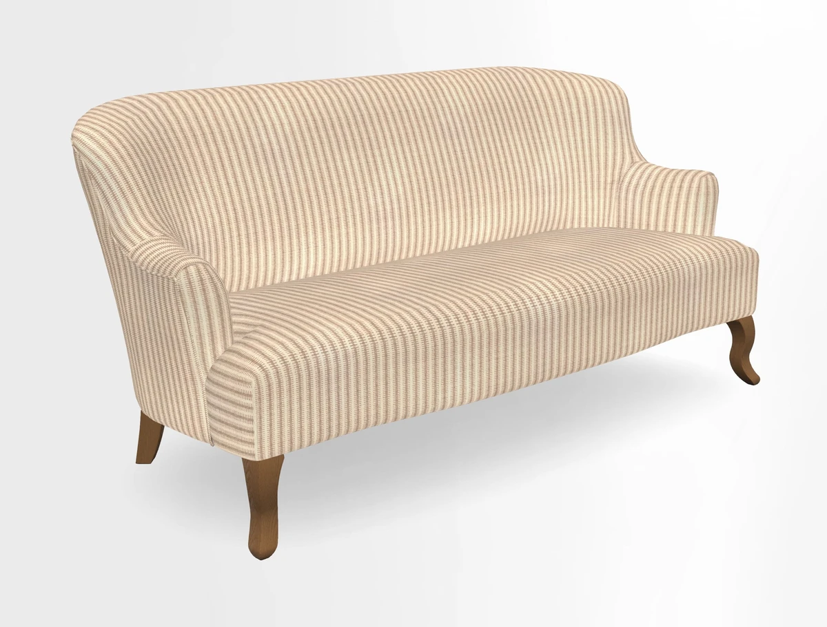 Grassington 3 Seater Sofa in RHS Botanicals on Velvet Ferns Toile Olive with scatter in Almost Plain Velvet Harvest