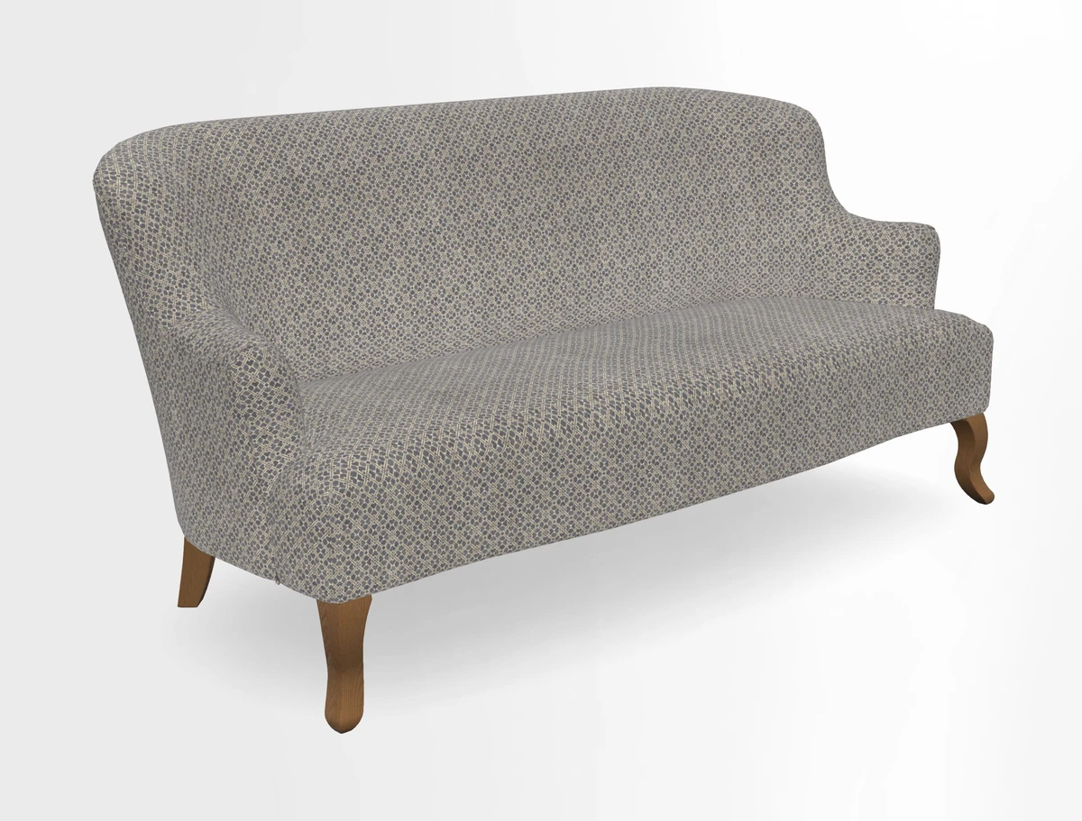 Grassington 3 Seater Sofa in RHS Botanicals on Velvet Ferns Toile Olive with scatter in Almost Plain Velvet Harvest