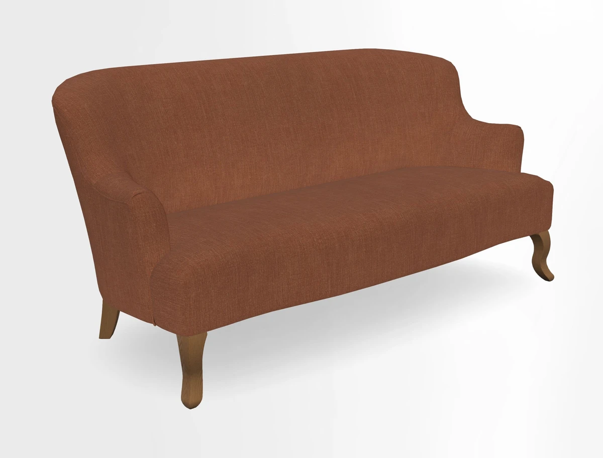 Grassington 3 Seater Sofa in RHS Botanicals on Velvet Ferns Toile Olive with scatter in Almost Plain Velvet Harvest