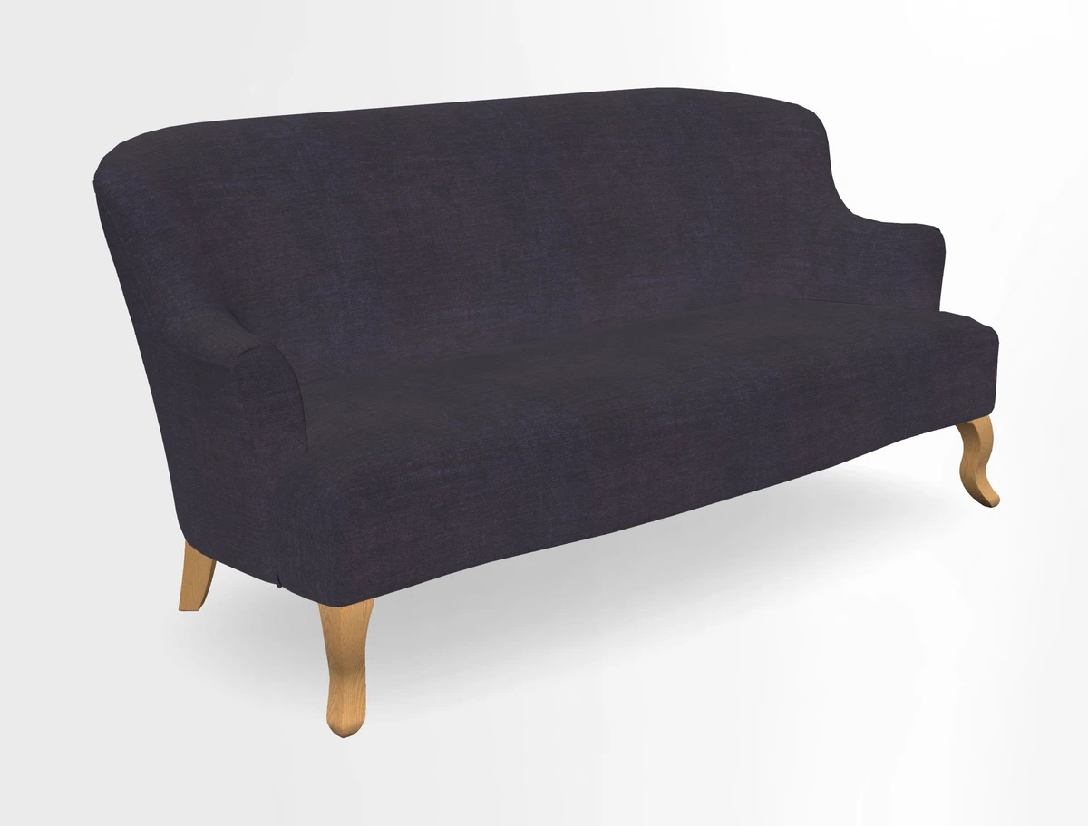 Grassington 3 Seater Sofa in RHS Botanicals on Velvet Ferns Toile Olive with scatter in Almost Plain Velvet Harvest