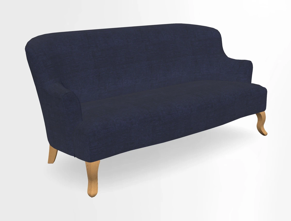 Grassington 3 Seater Sofa in RHS Botanicals on Velvet Ferns Toile Olive with scatter in Almost Plain Velvet Harvest