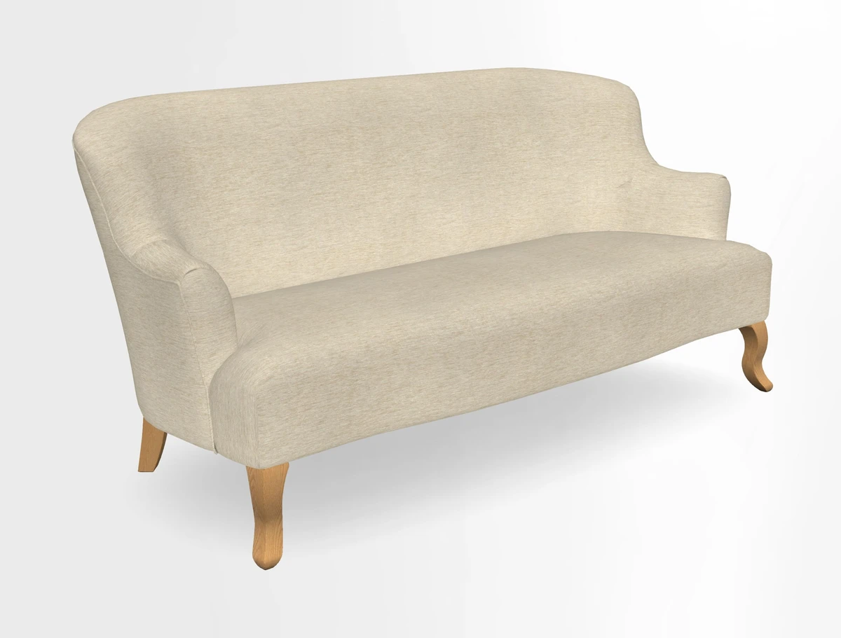 Grassington 3 Seater Sofa in RHS Botanicals on Velvet Ferns Toile Olive with scatter in Almost Plain Velvet Harvest
