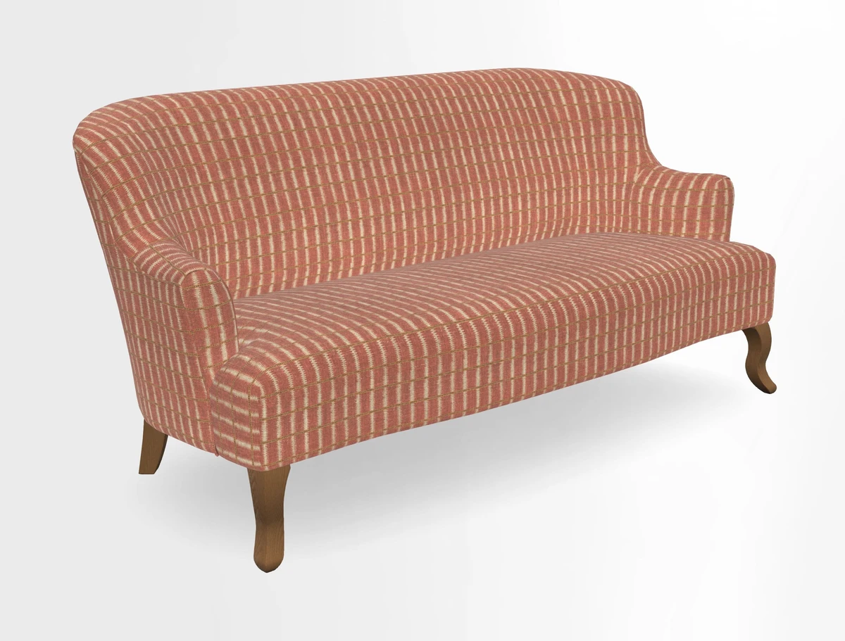 Grassington 3 Seater Sofa in RHS Botanicals on Velvet Ferns Toile Olive with scatter in Almost Plain Velvet Harvest