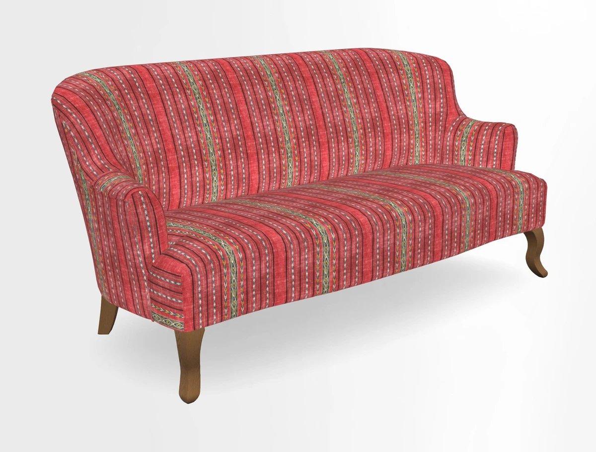 Grassington 3 Seater Sofa in RHS Botanicals on Velvet Ferns Toile Olive with scatter in Almost Plain Velvet Harvest