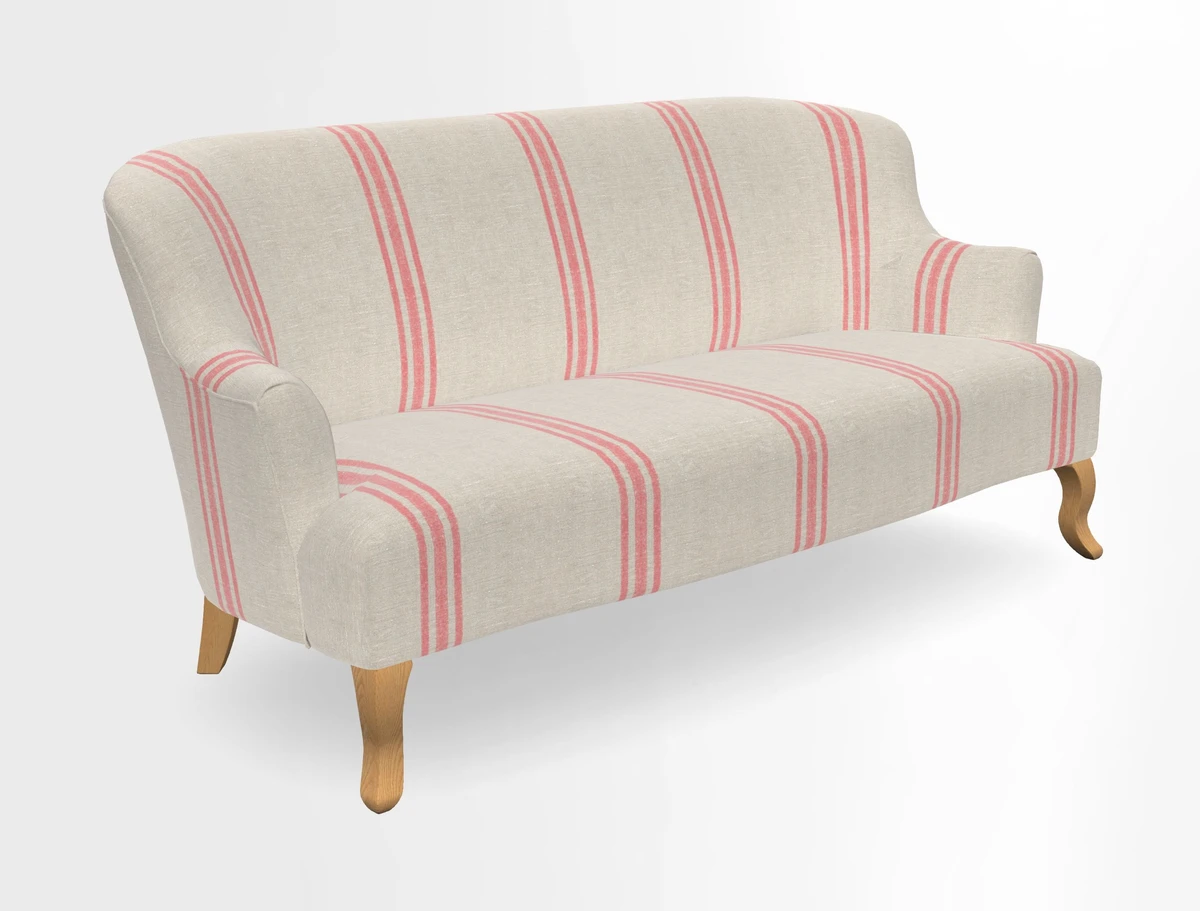 Grassington 3 Seater Sofa in RHS Botanicals on Velvet Ferns Toile Olive with scatter in Almost Plain Velvet Harvest