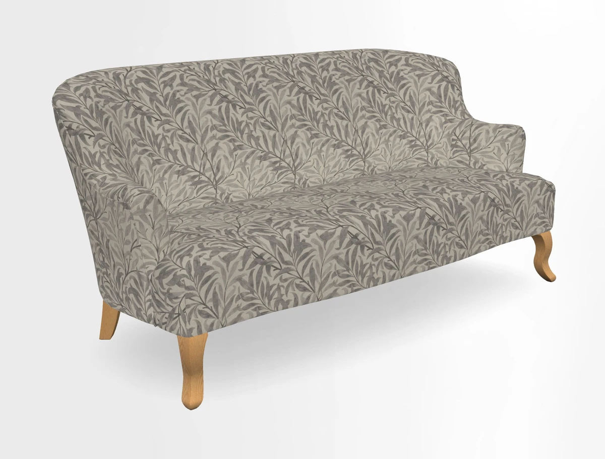 Grassington 3 Seater Sofa in RHS Botanicals on Velvet Ferns Toile Olive with scatter in Almost Plain Velvet Harvest