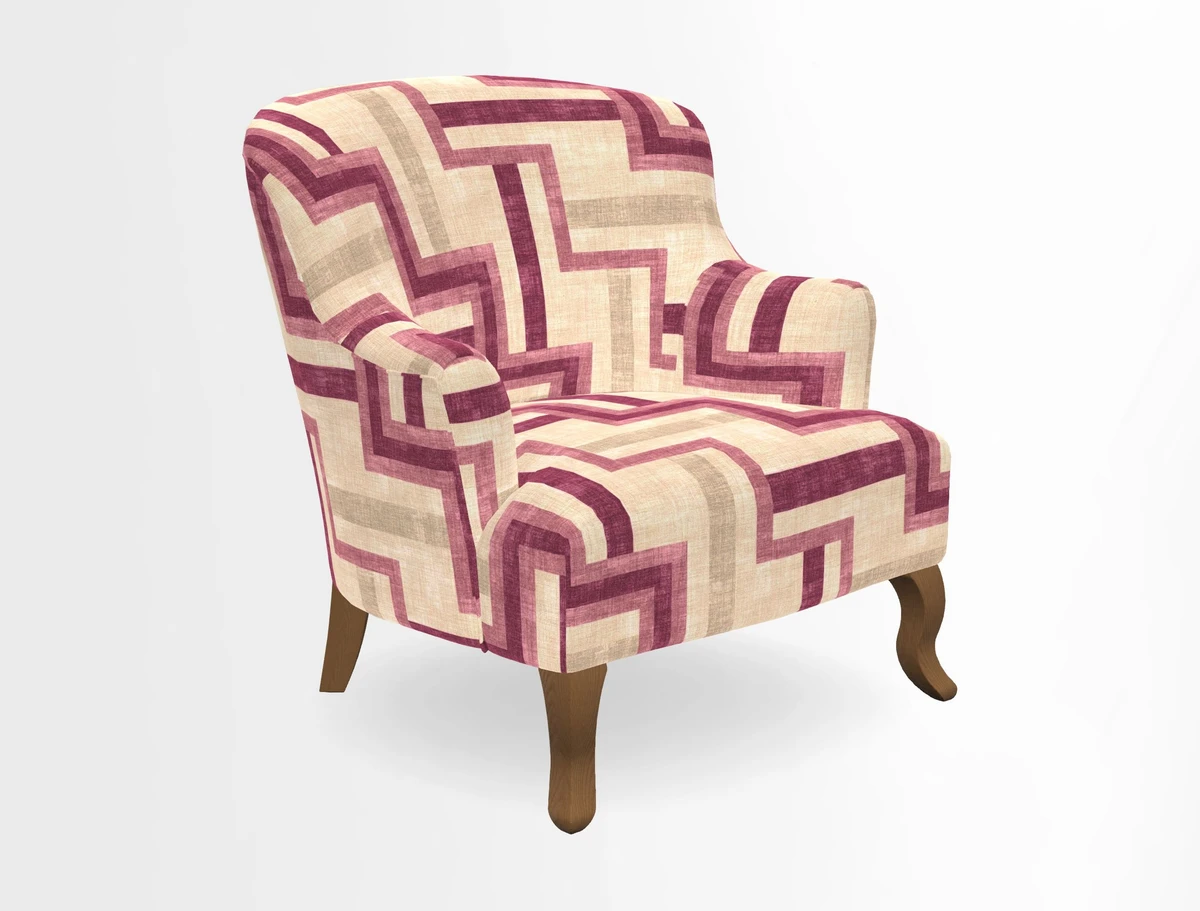 Grassington Chair in Floral Linen Lily Pad Vermillion