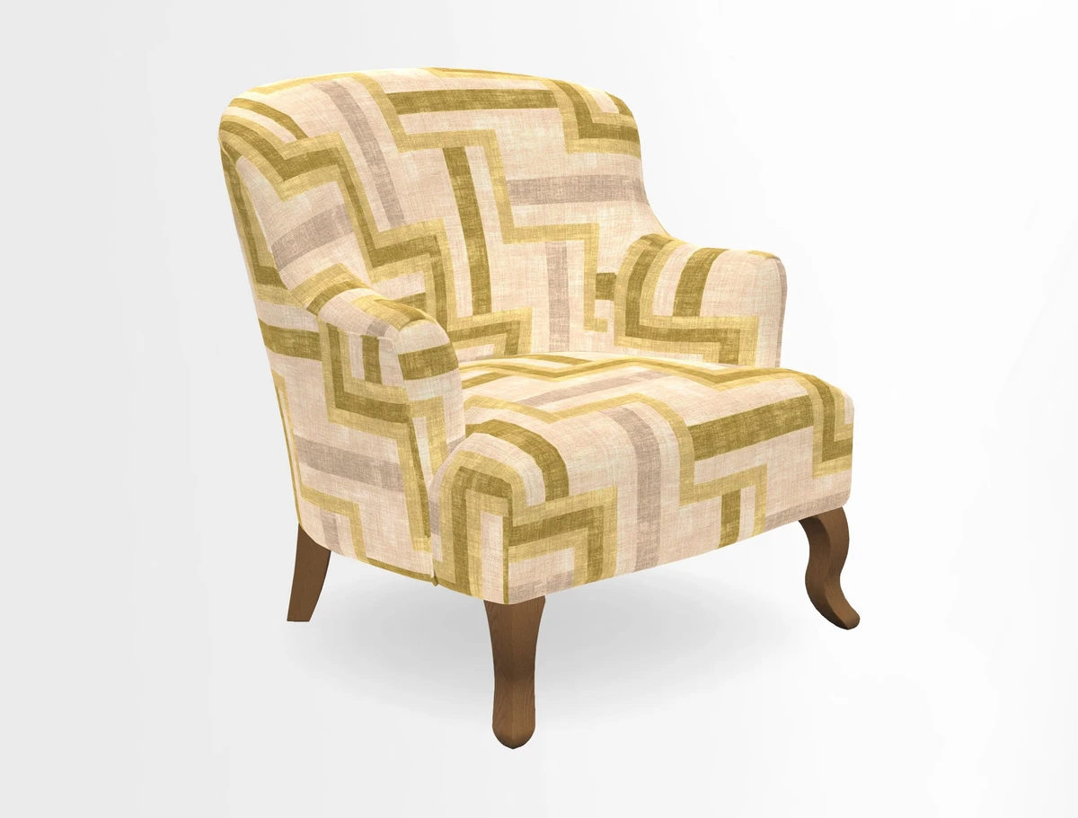 Grassington Chair in Floral Linen Lily Pad Vermillion