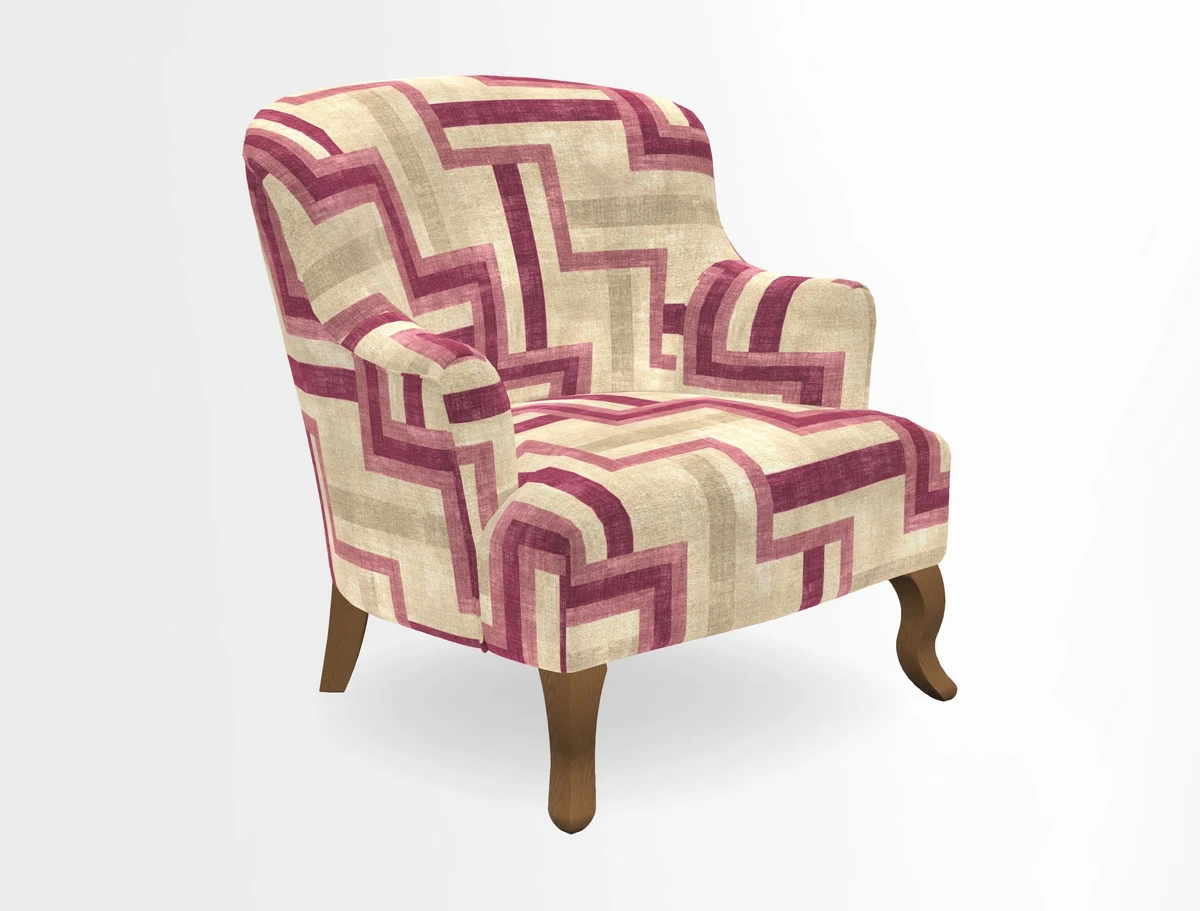 Grassington Chair in Floral Linen Lily Pad Vermillion