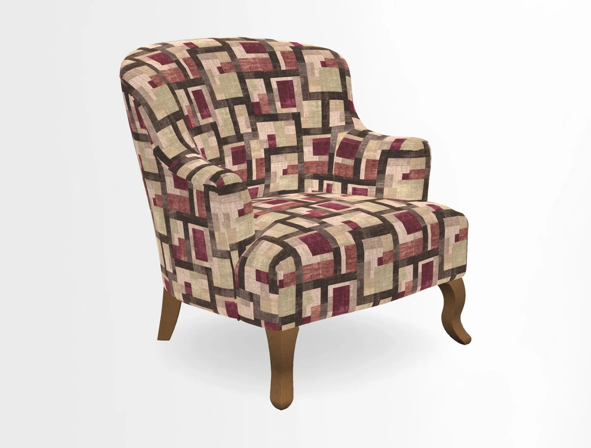 Grassington Chair in Floral Linen Lily Pad Vermillion