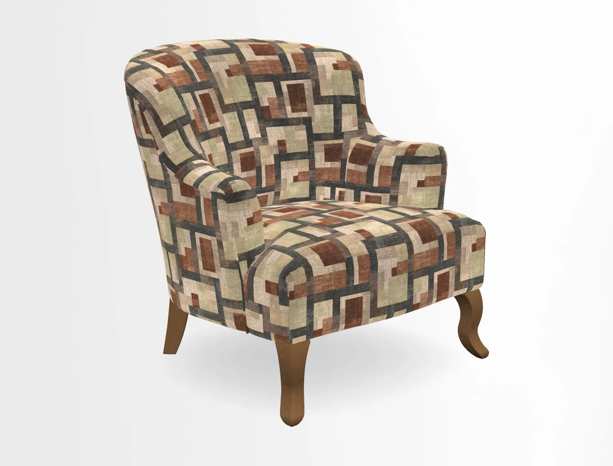 Grassington Chair in Floral Linen Lily Pad Vermillion