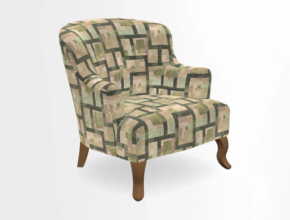Grassington Chair in Floral Linen Lily Pad Vermillion