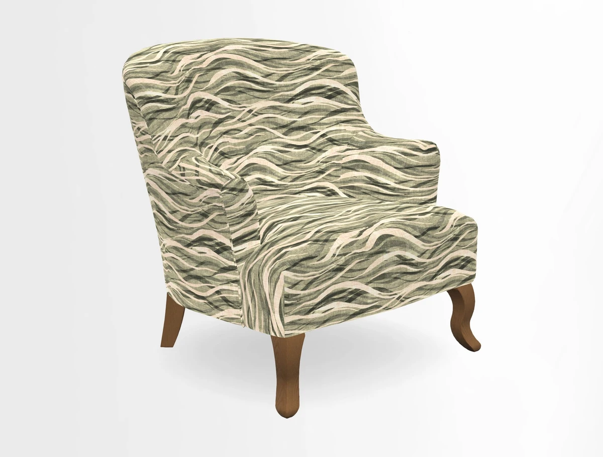 Grassington Chair in Floral Linen Lily Pad Vermillion