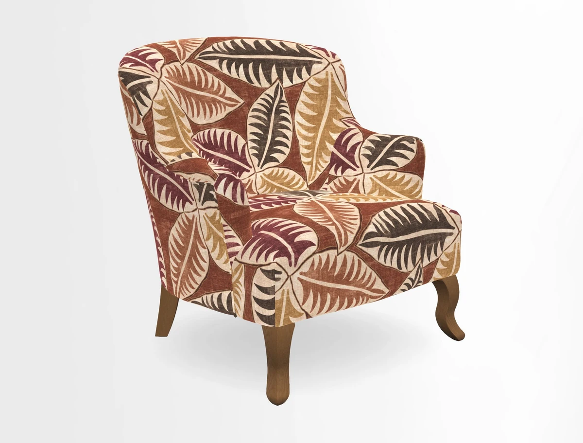 Grassington Chair in Floral Linen Lily Pad Vermillion