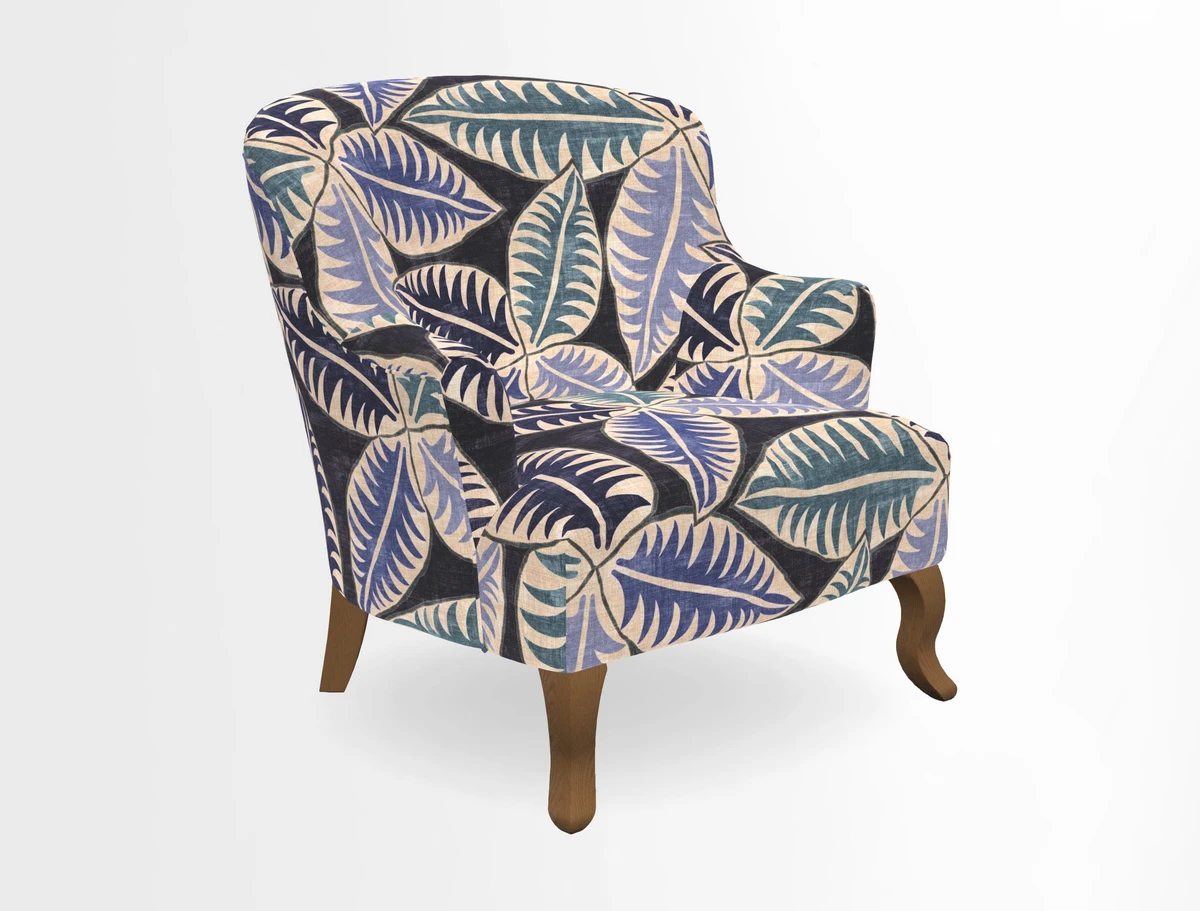 Grassington Chair in Floral Linen Lily Pad Vermillion