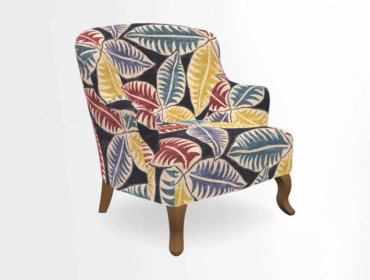 Grassington Chair in Floral Linen Lily Pad Vermillion