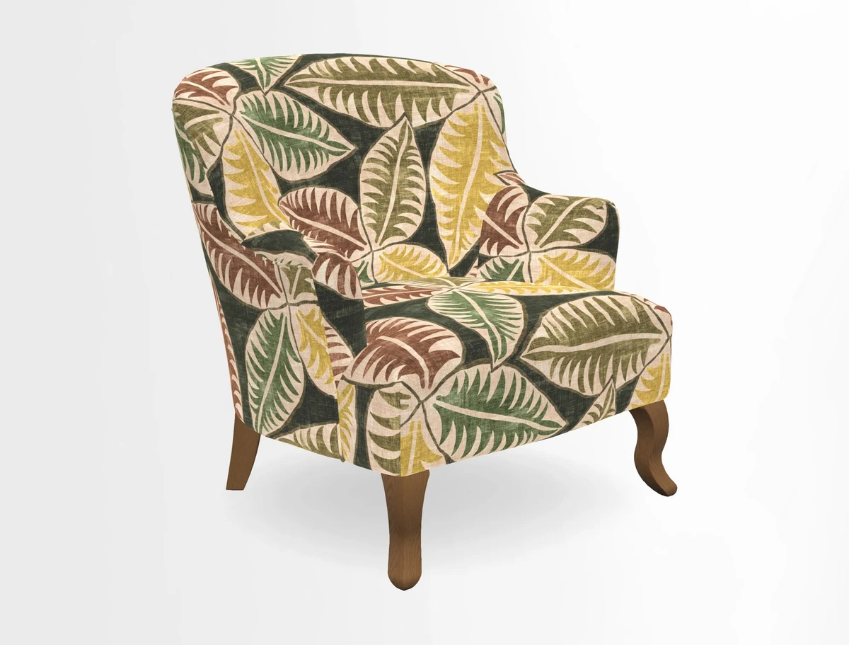 Grassington Chair in Floral Linen Lily Pad Vermillion