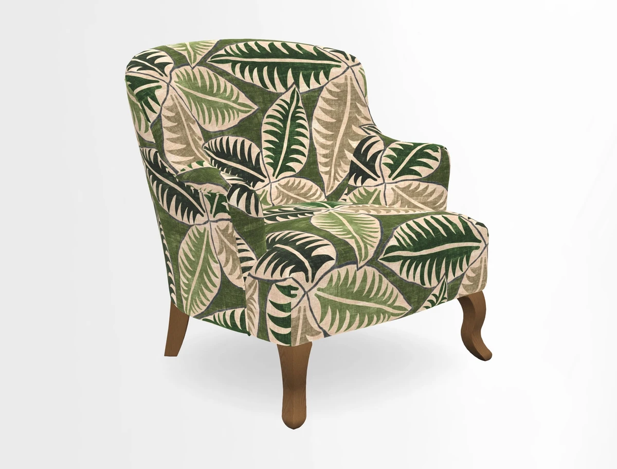 Grassington Chair in Floral Linen Lily Pad Vermillion