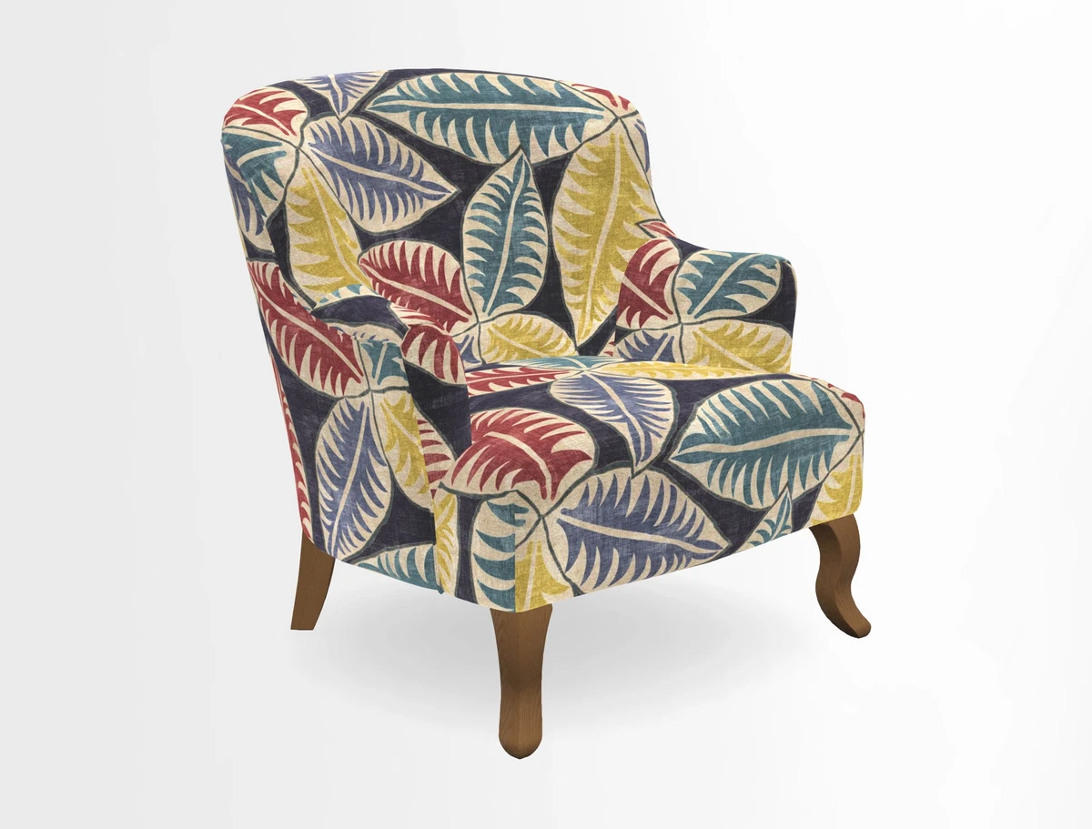 Grassington Chair in Floral Linen Lily Pad Vermillion