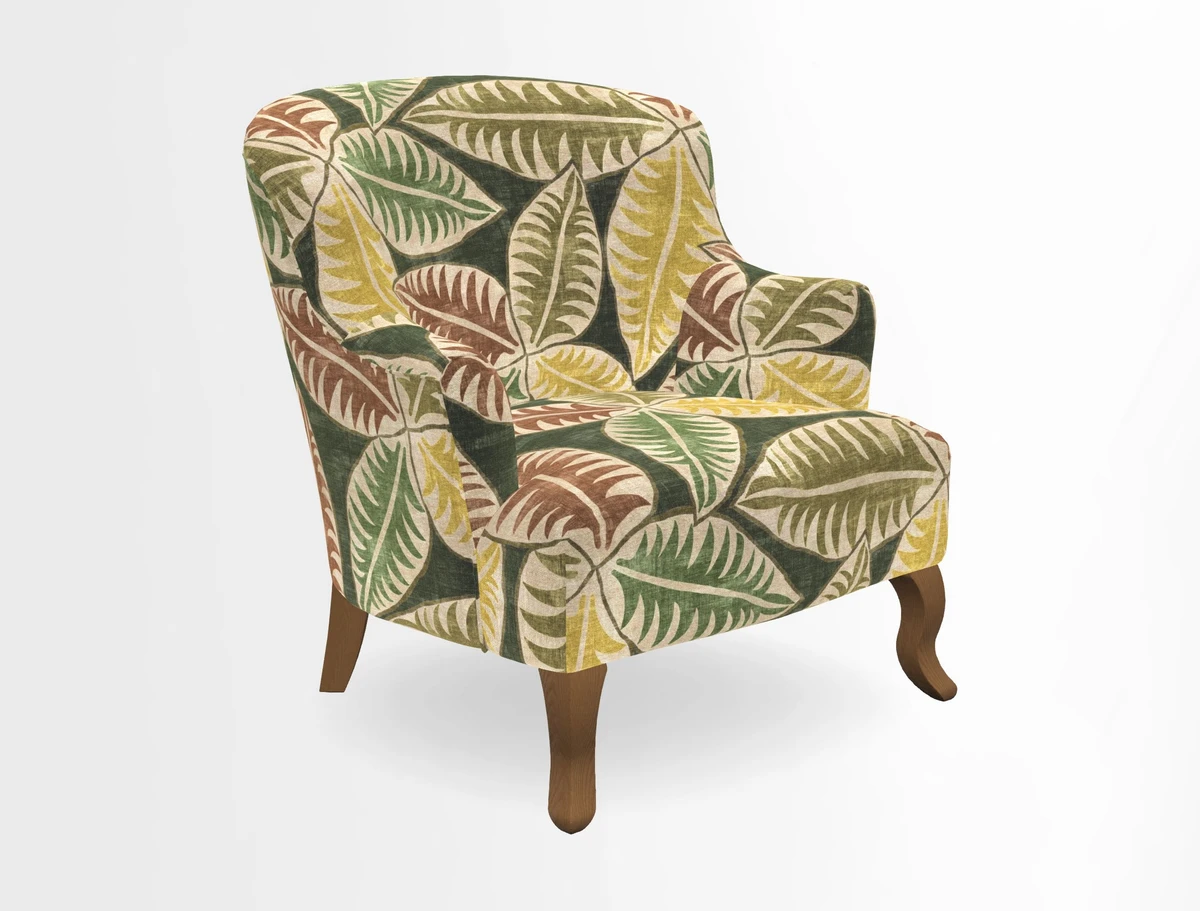 Grassington Chair in Floral Linen Lily Pad Vermillion
