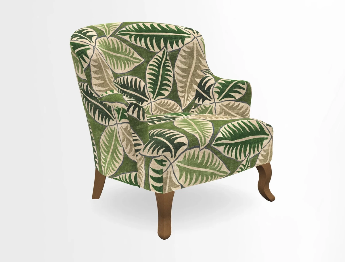 Grassington Chair in Floral Linen Lily Pad Vermillion