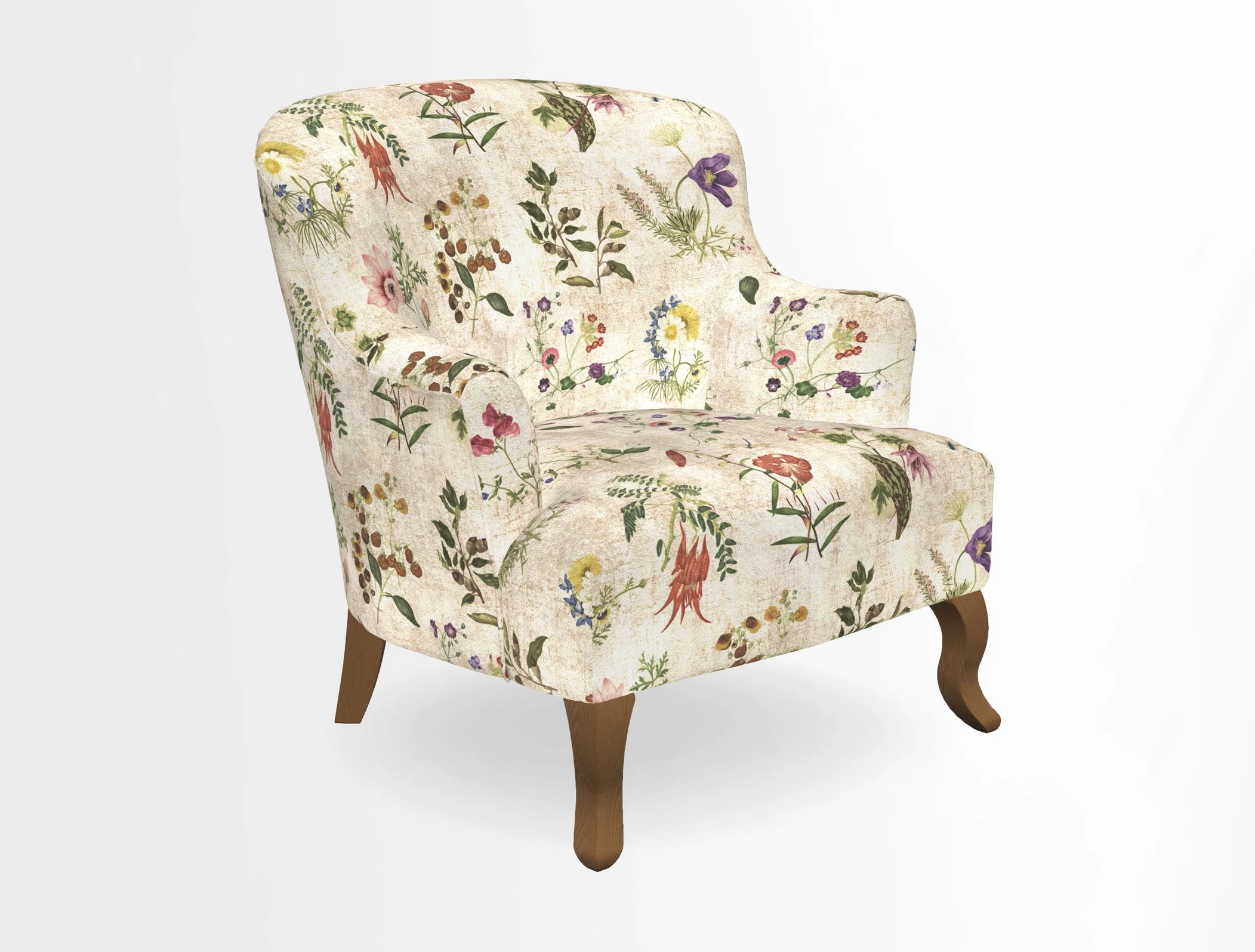 Grassington Chair in Floral Linen Lily Pad Vermillion