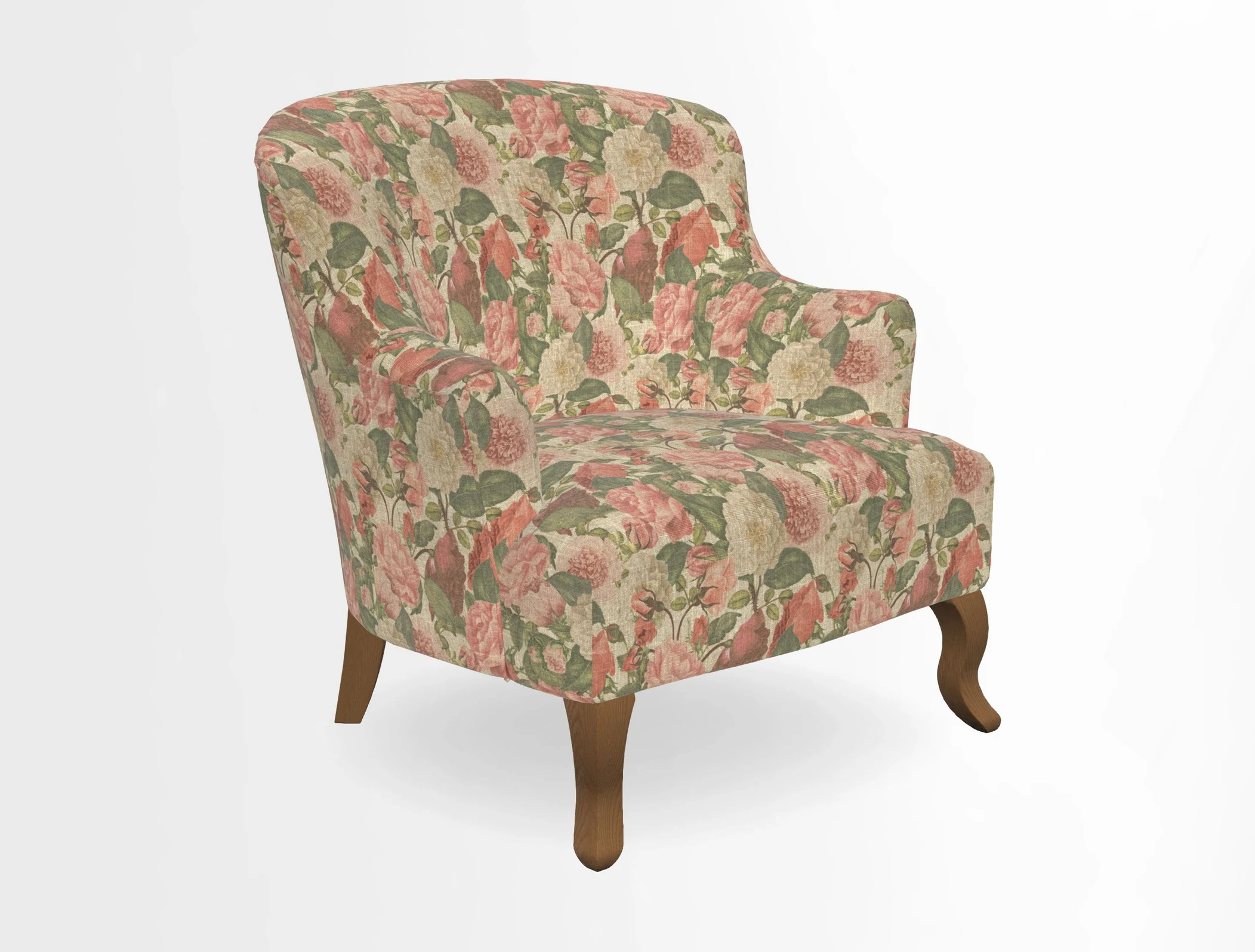 Grassington Chair in Floral Linen Lily Pad Vermillion