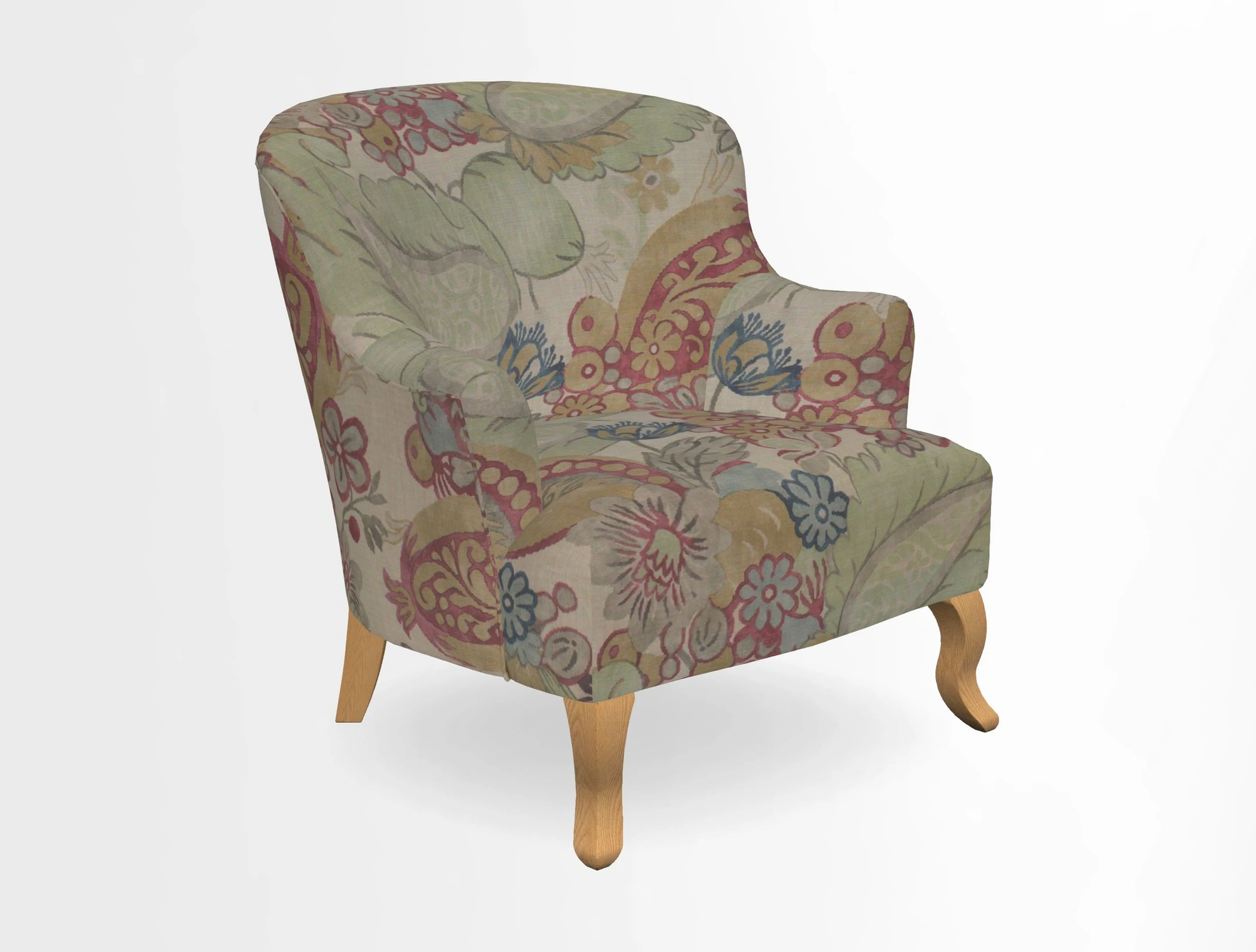 Grassington Chair in Floral Linen Lily Pad Vermillion