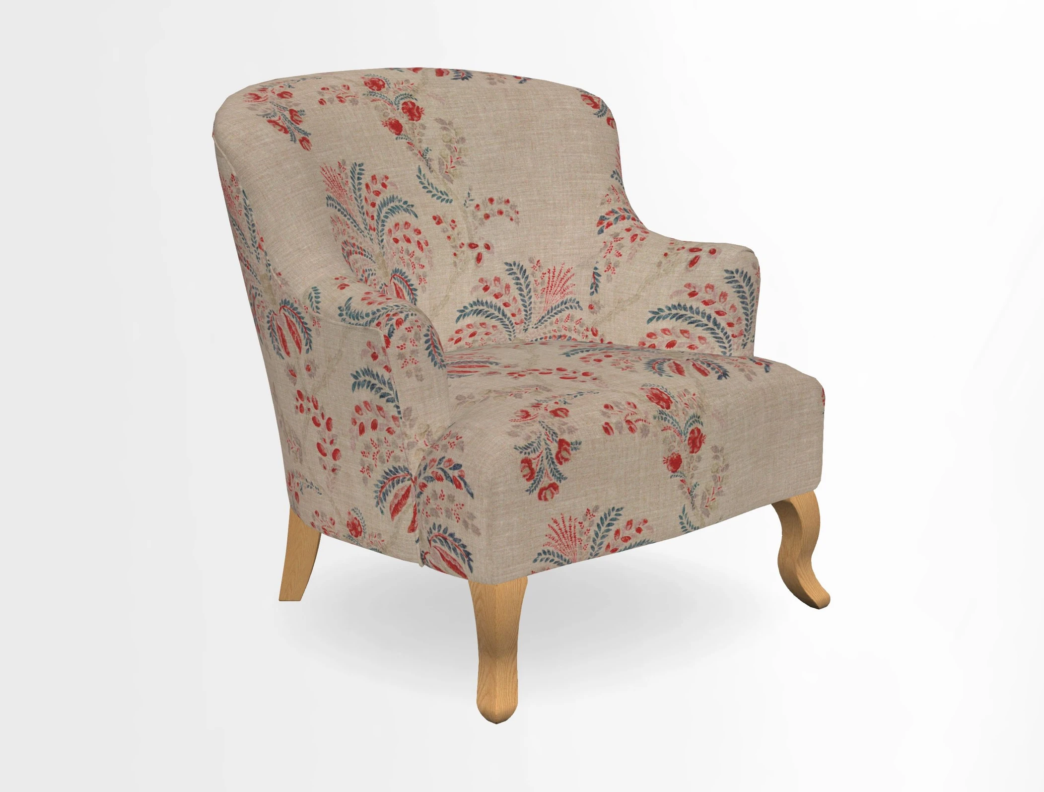 Grassington Chair in Floral Linen Lily Pad Vermillion