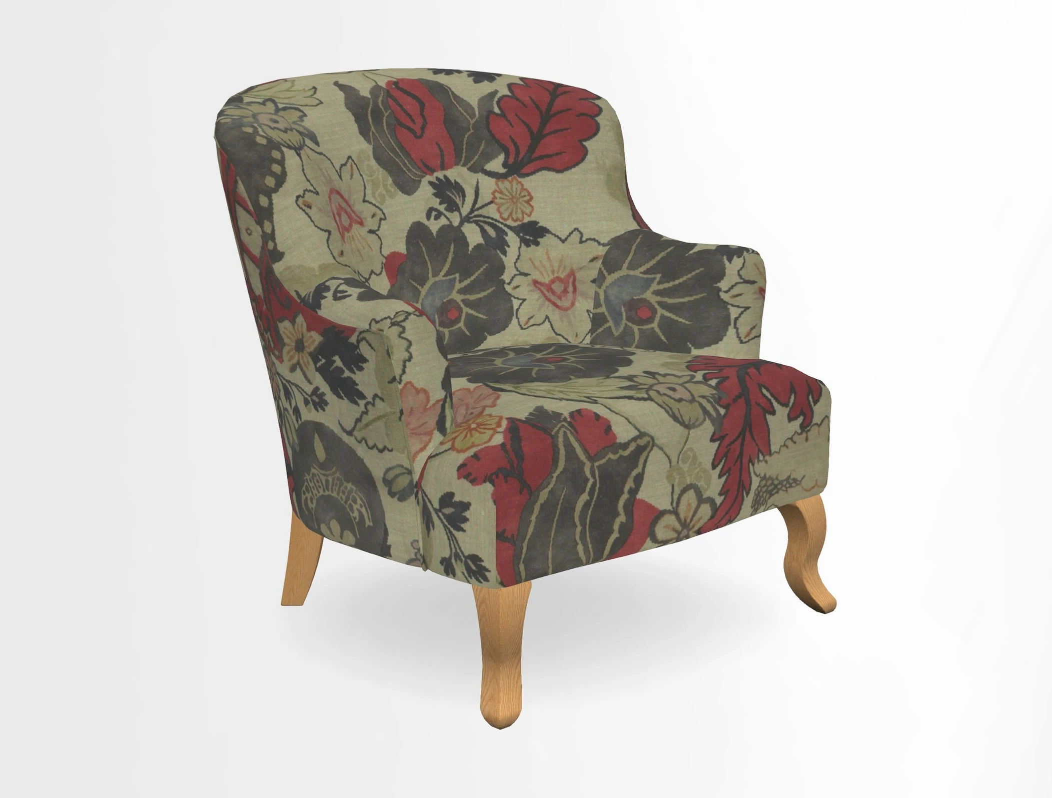 Grassington Chair in Floral Linen Lily Pad Vermillion