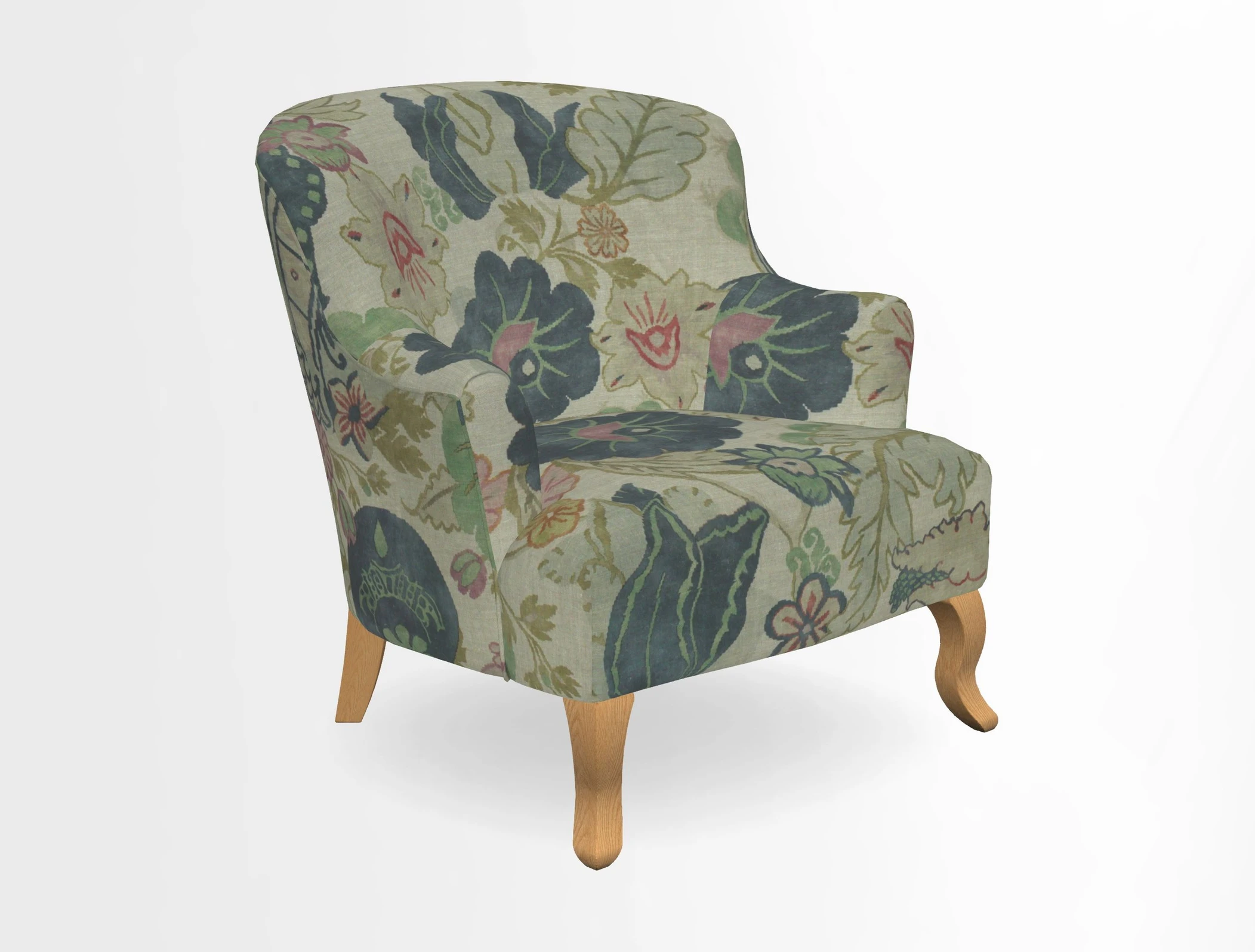 Grassington Chair in Floral Linen Lily Pad Vermillion