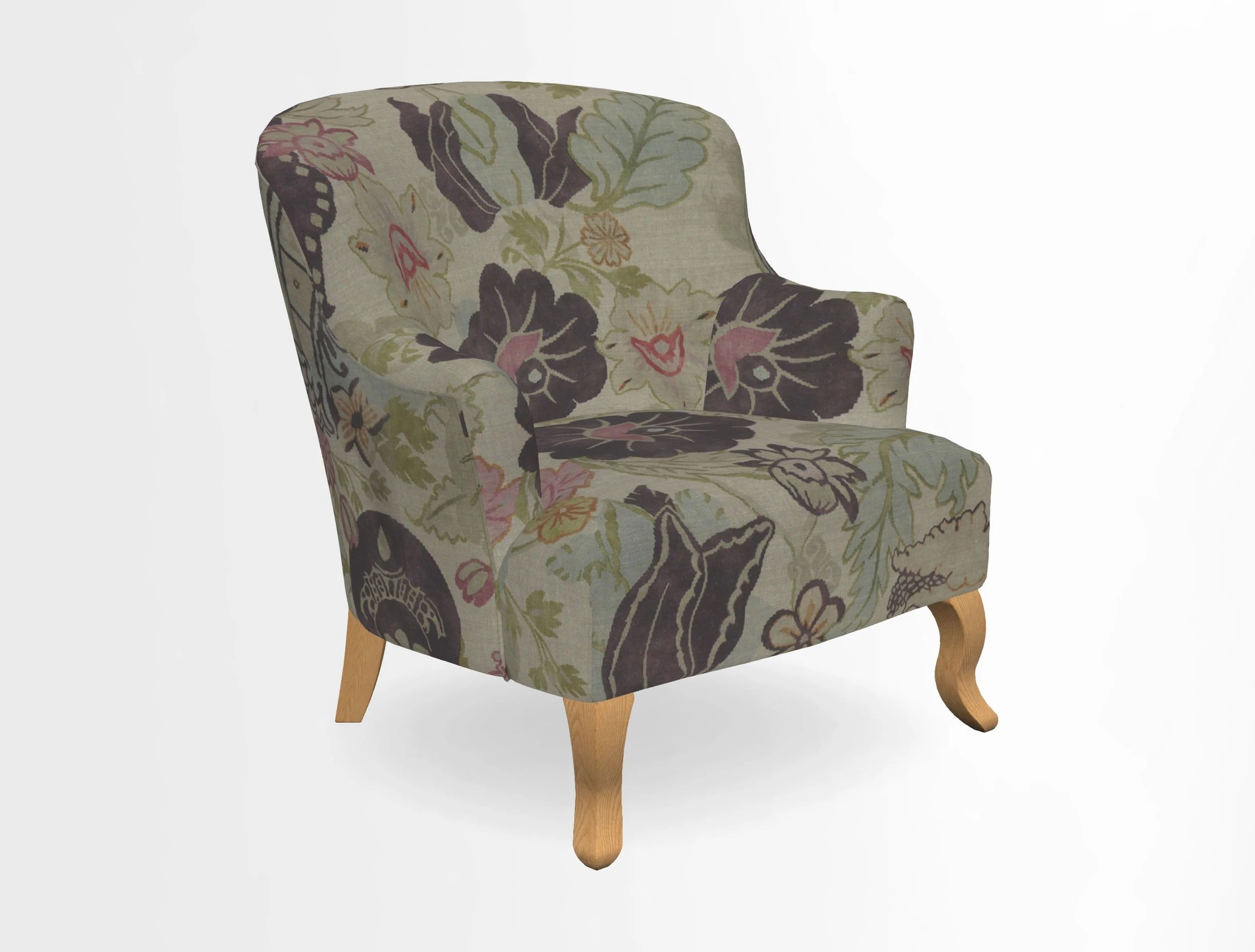 Grassington Chair in Floral Linen Lily Pad Vermillion