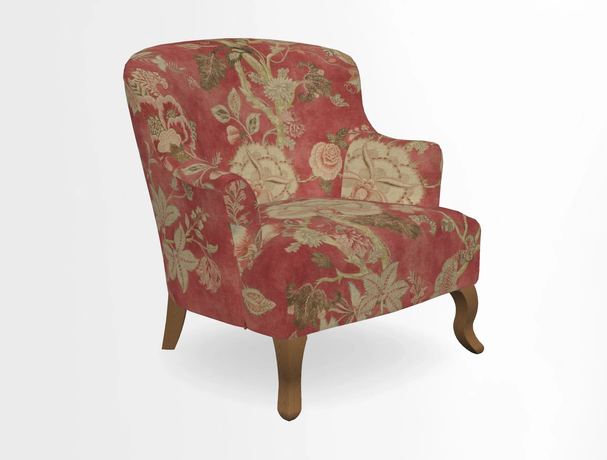 Grassington Chair in Floral Linen Lily Pad Vermillion