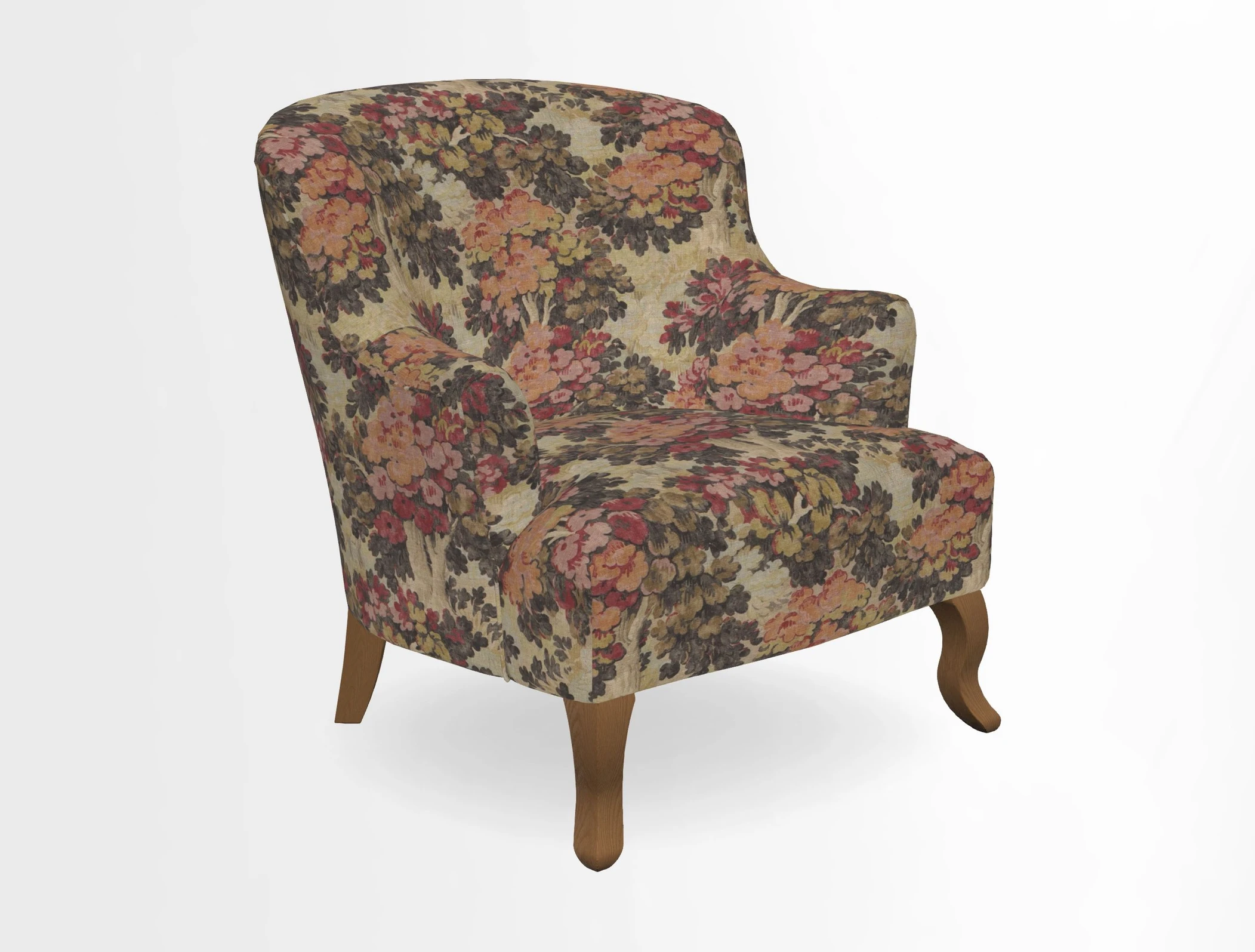 Grassington Chair in Floral Linen Lily Pad Vermillion