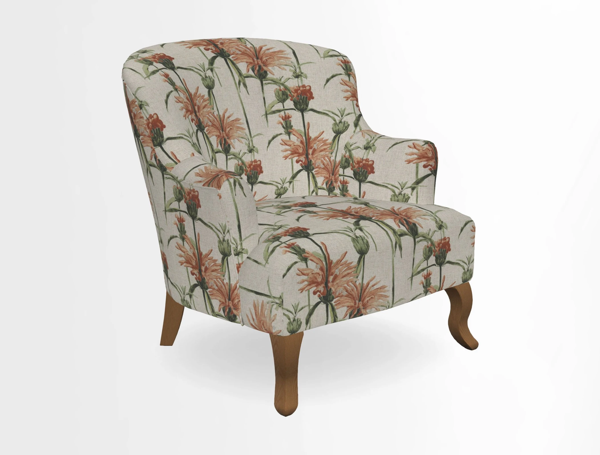 Grassington Chair in Floral Linen Lily Pad Vermillion