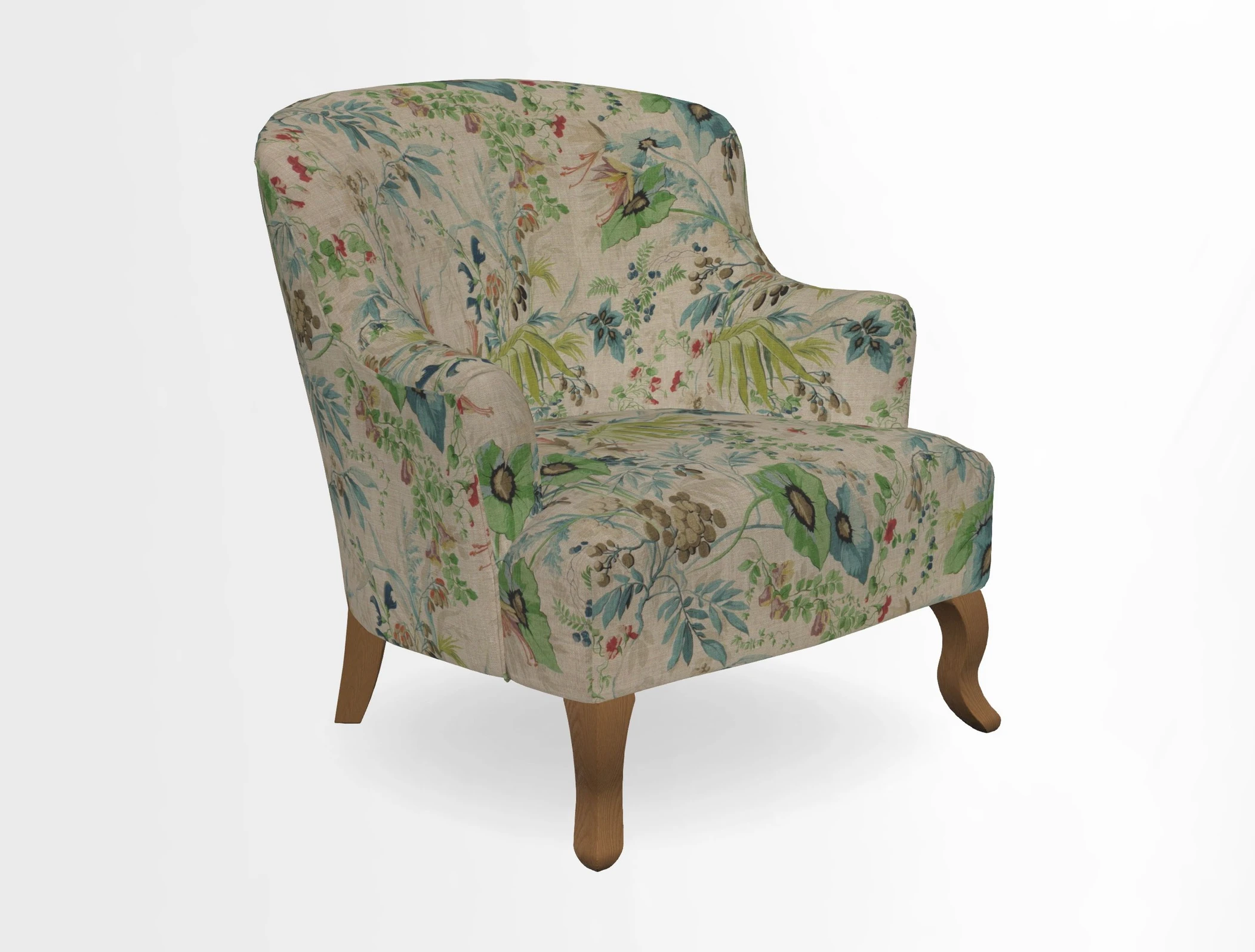 Grassington Chair in Floral Linen Lily Pad Vermillion