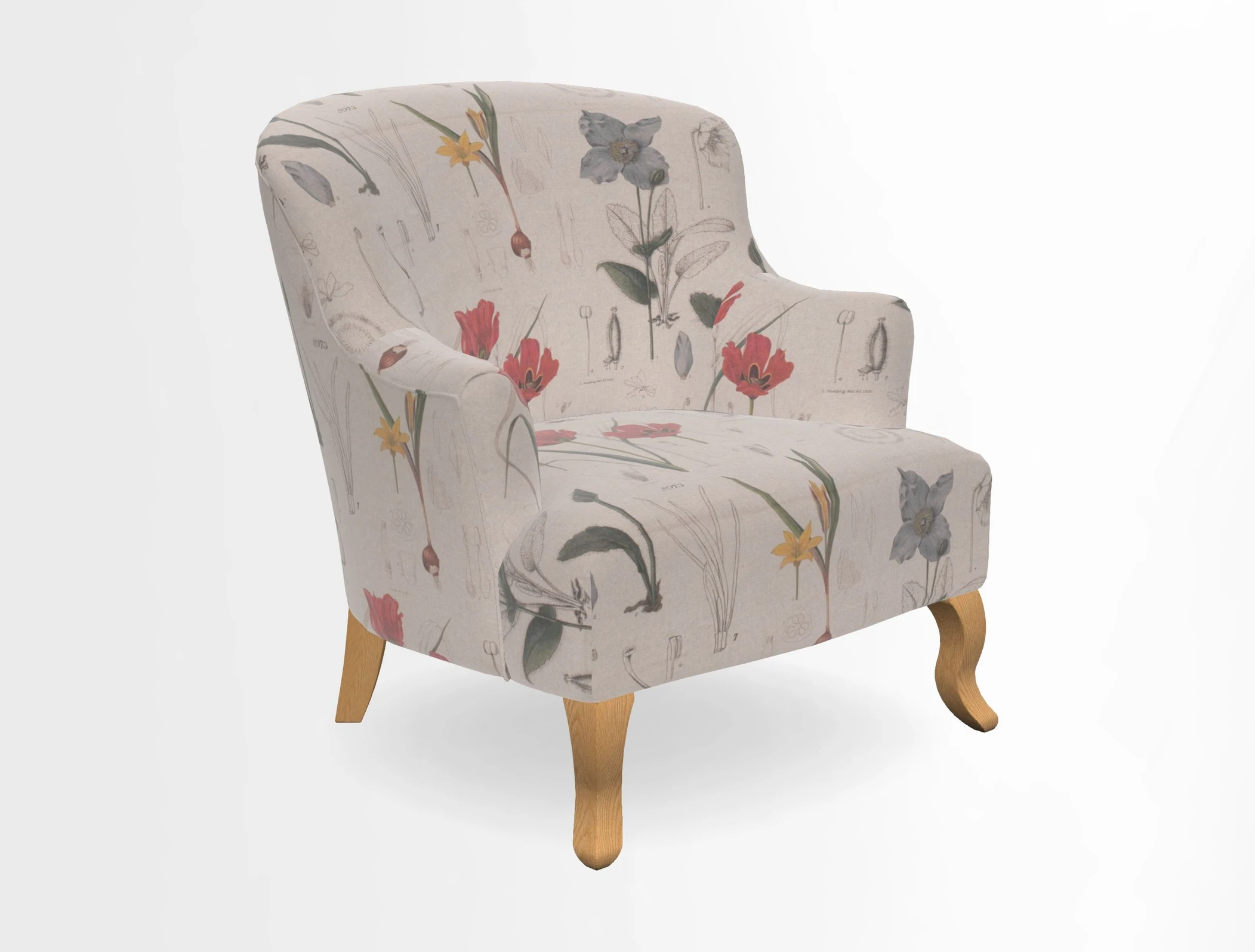 Grassington Chair in Floral Linen Lily Pad Vermillion