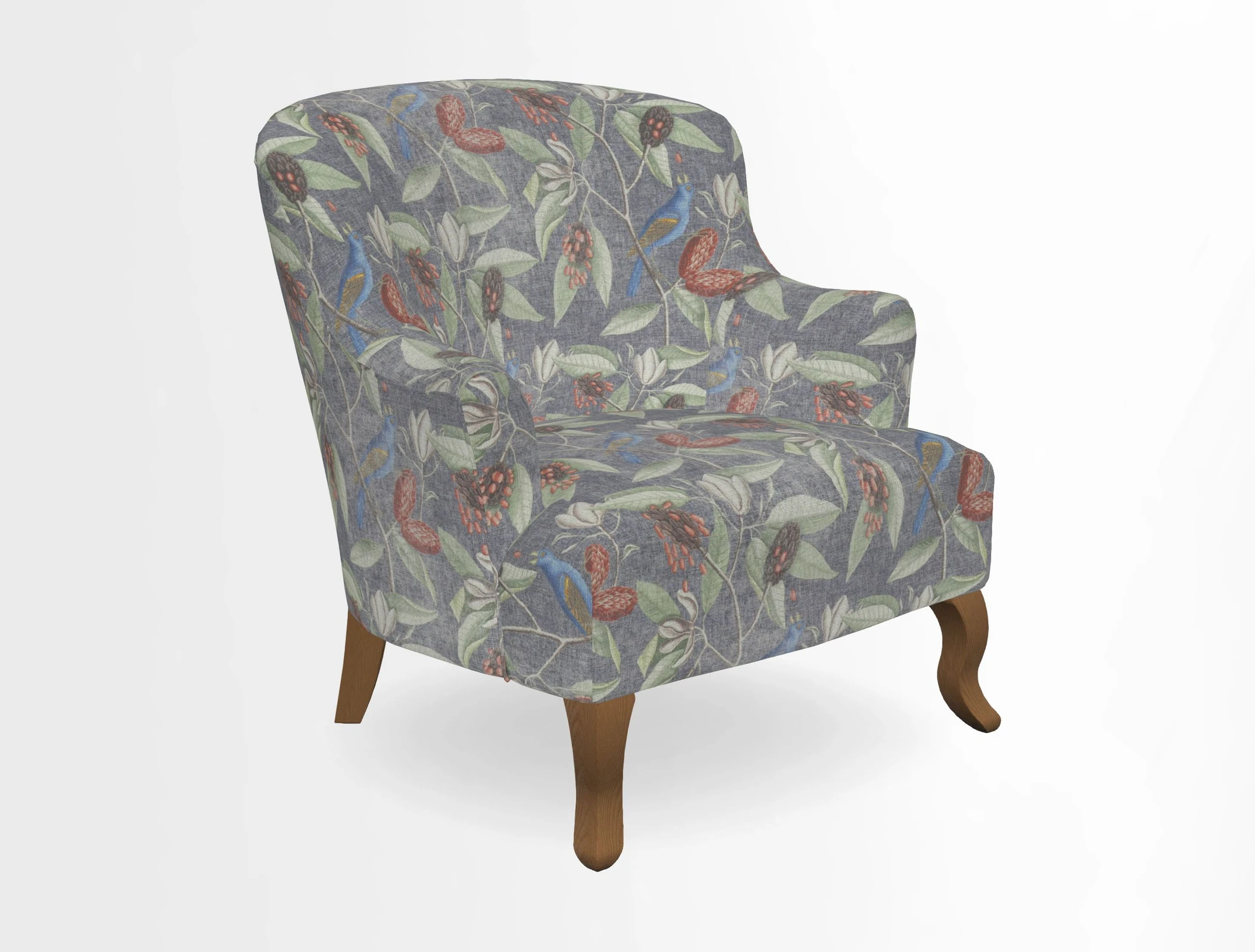 Grassington Chair in Floral Linen Lily Pad Vermillion