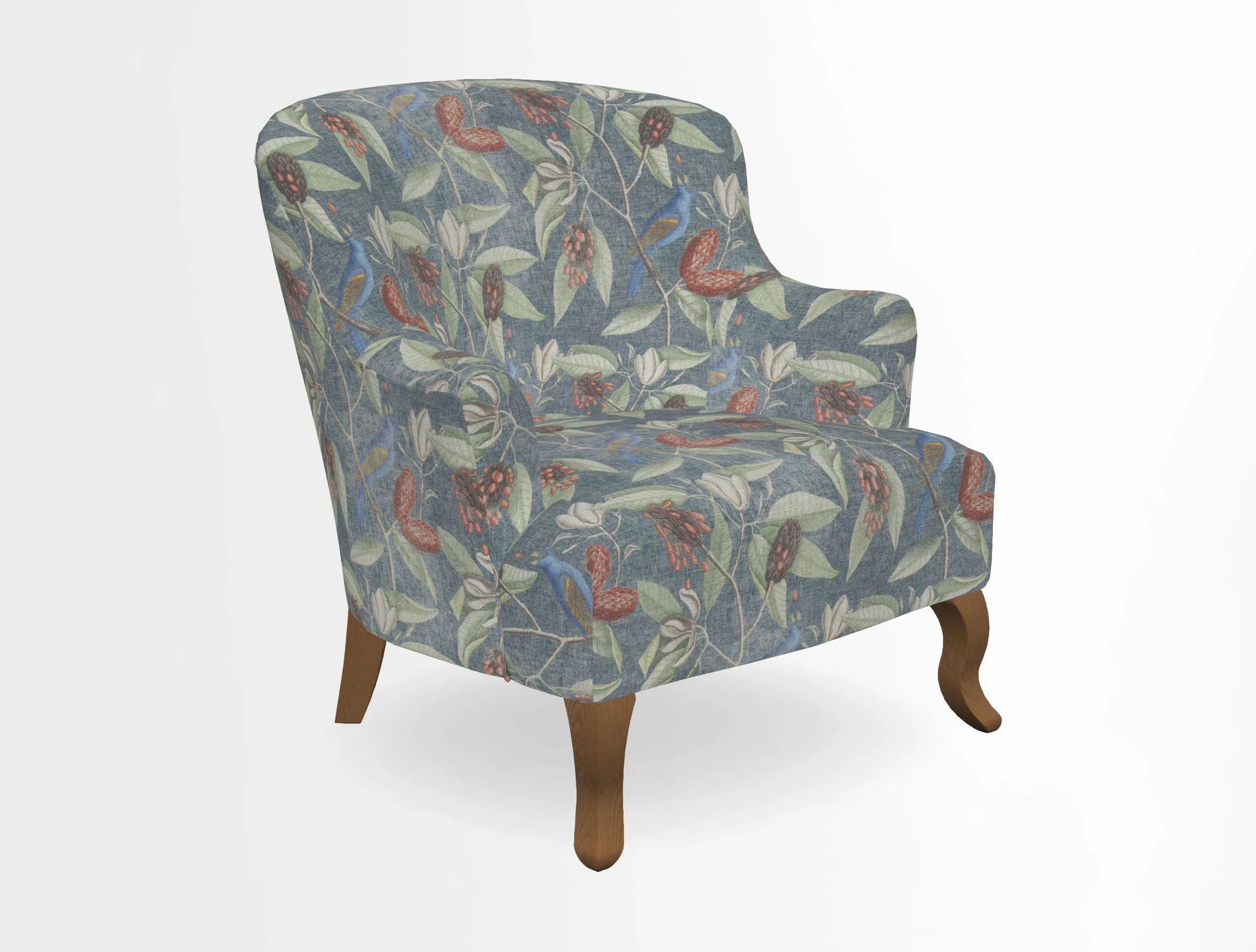 Grassington Chair in Floral Linen Lily Pad Vermillion