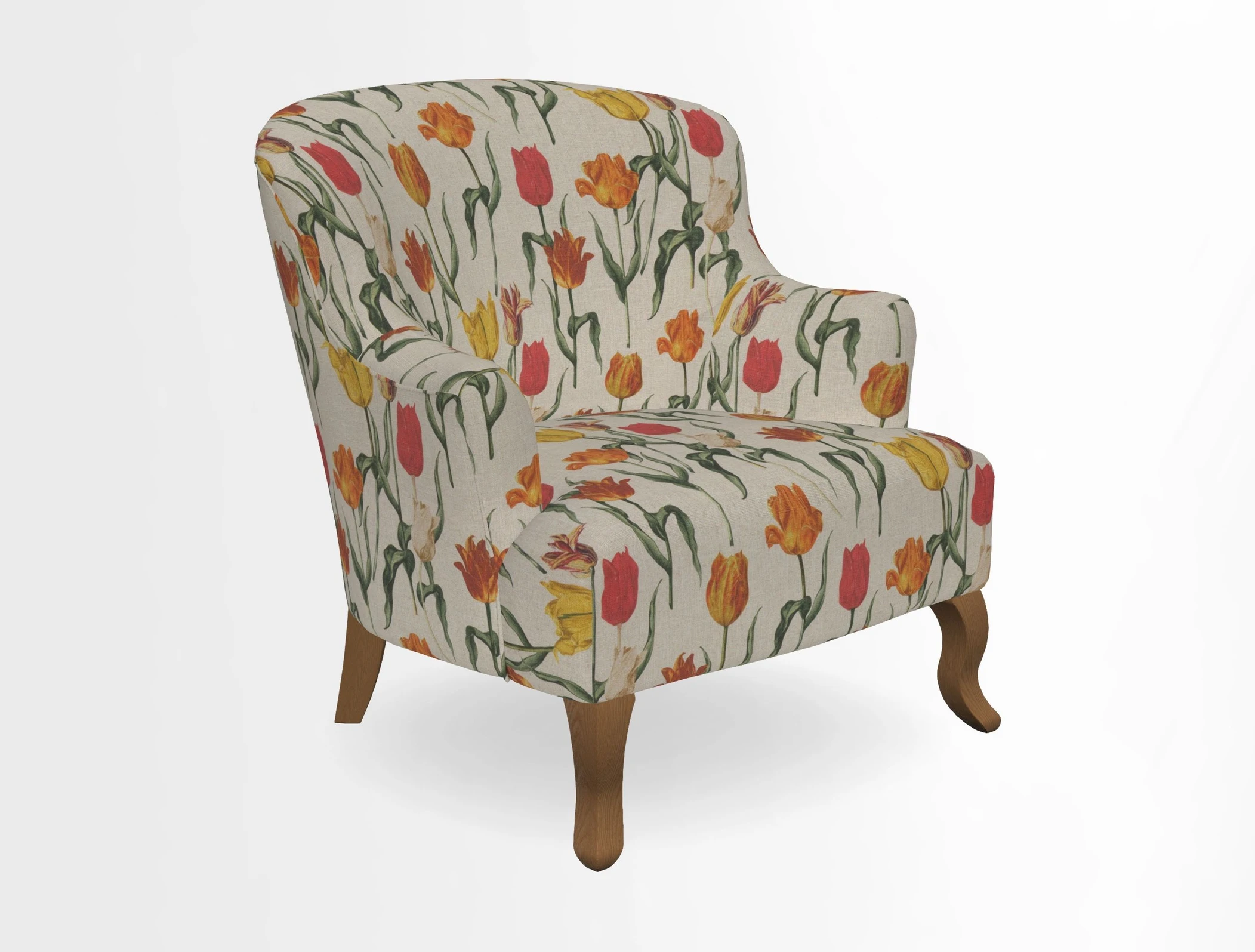 Grassington Chair in Floral Linen Lily Pad Vermillion
