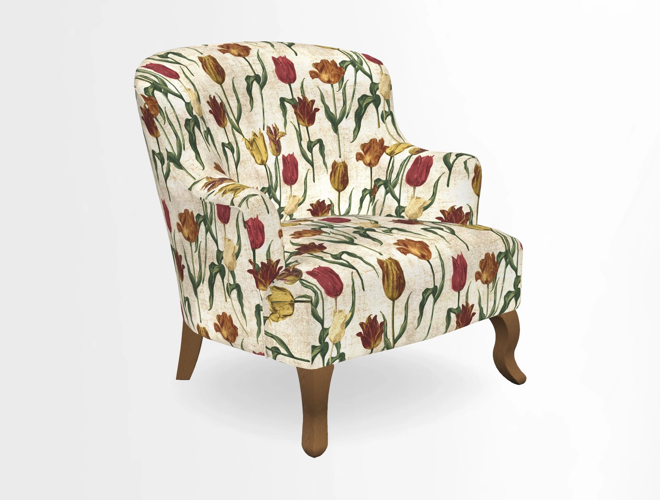 Grassington Chair in Floral Linen Lily Pad Vermillion