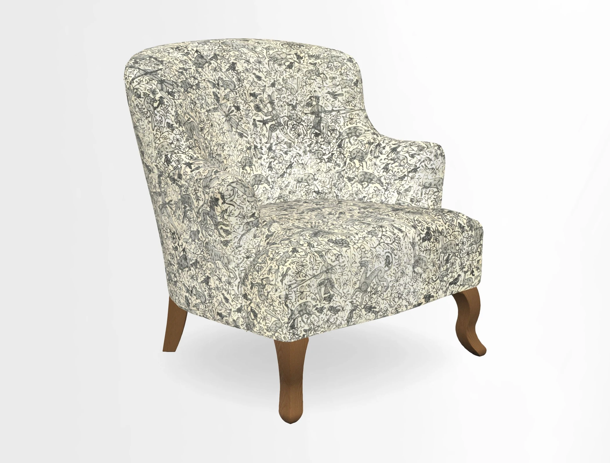 Grassington Chair in Floral Linen Lily Pad Vermillion