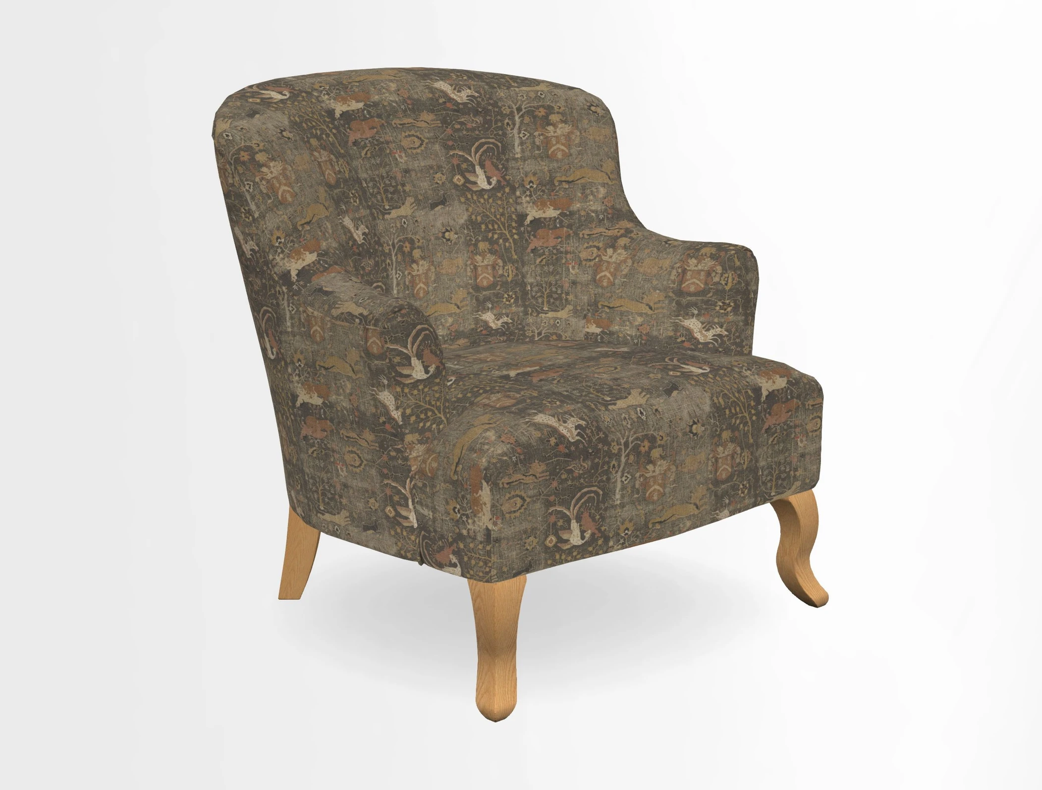 Grassington Chair in Floral Linen Lily Pad Vermillion