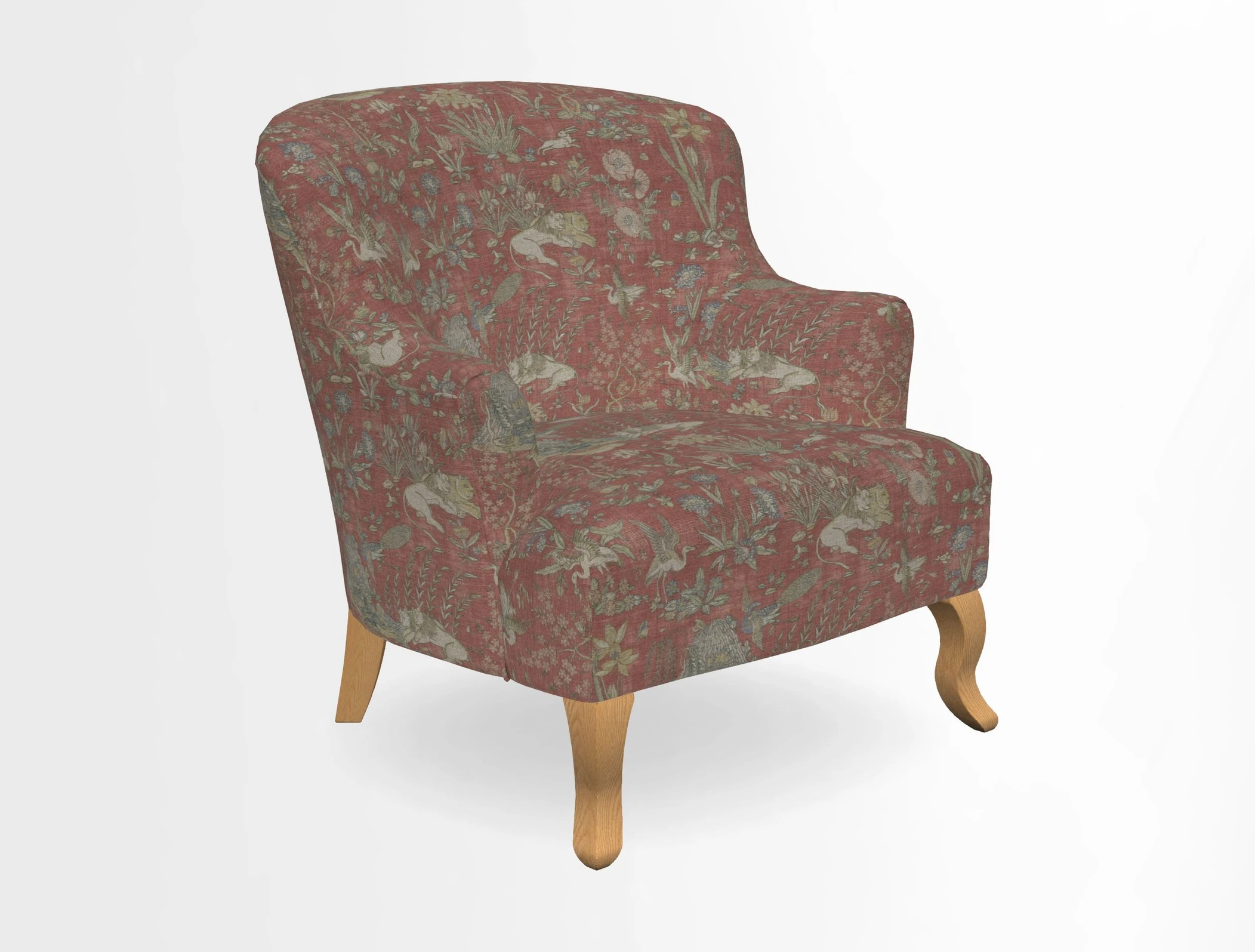 Grassington Chair in Floral Linen Lily Pad Vermillion